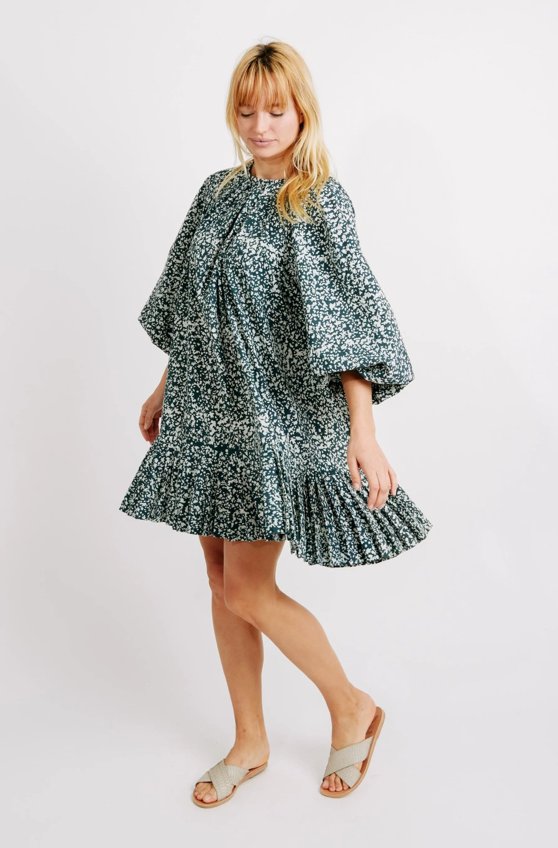 Mirth Somerset Drop Waist Dress in Forest Green - Elegant Flowy Midi Dress for Women, Perfect for Weddings, Parties & Special Occasions