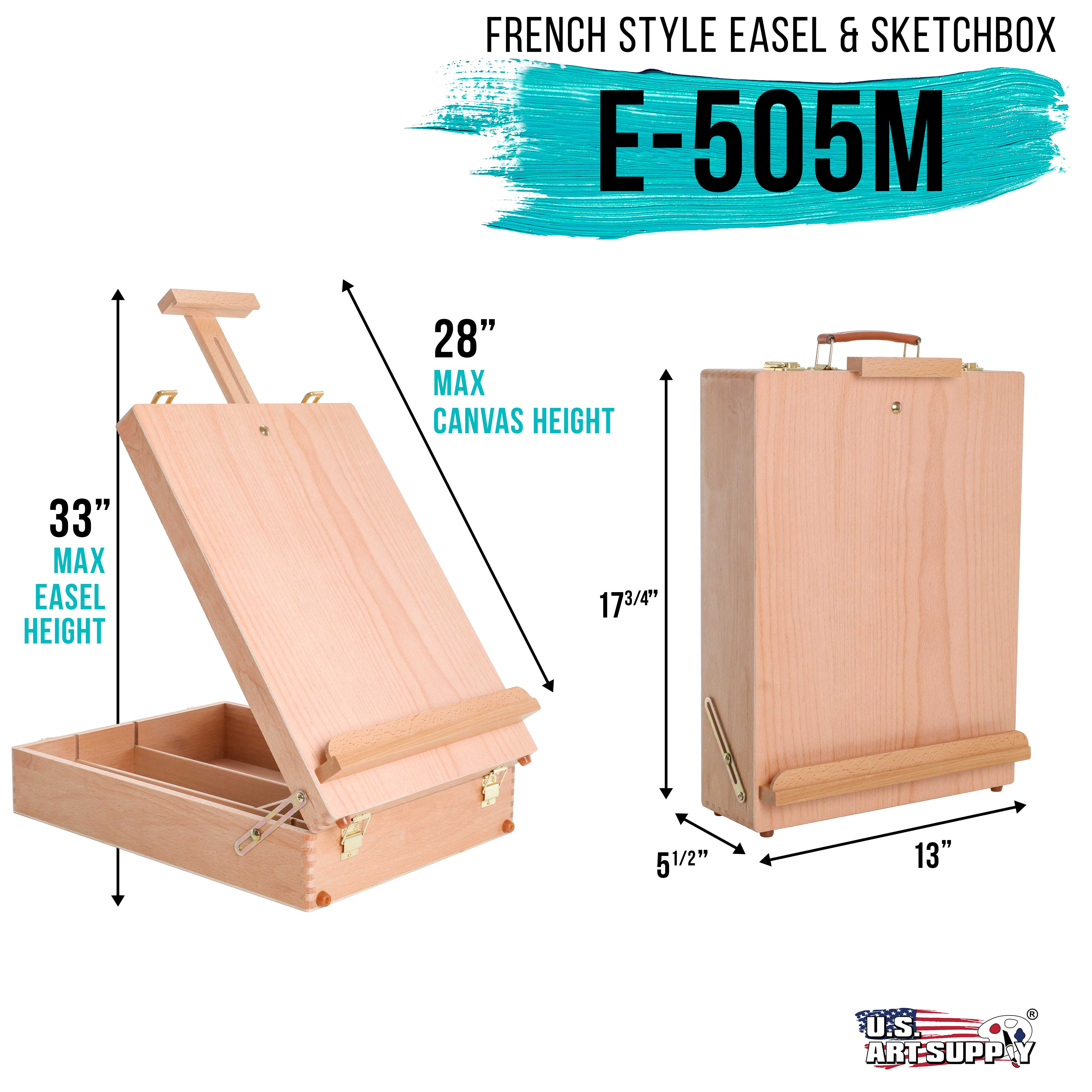 Premium Beechwood Adjustable Tabletop Drawing Easel with Storage & Paint Palette - Portable Art Easel for Painting, Drawing & Sketching - Perfect for Artists, Students & Hobbyists at Home or Studio
