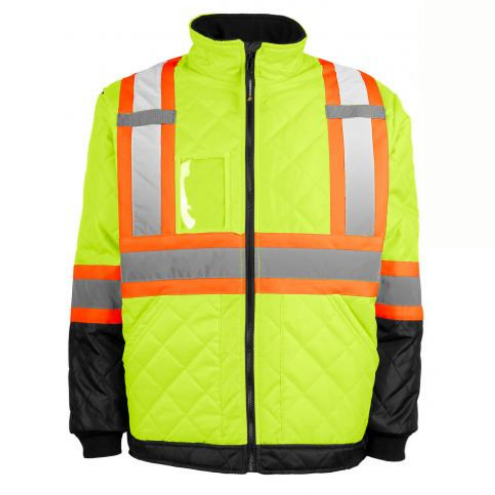 Terra Men's High Visibility Lined Freezer Work Jacket 116505 - Yellow Reflective Safety Jacket for Cold Storage & Outdoor Winter Work