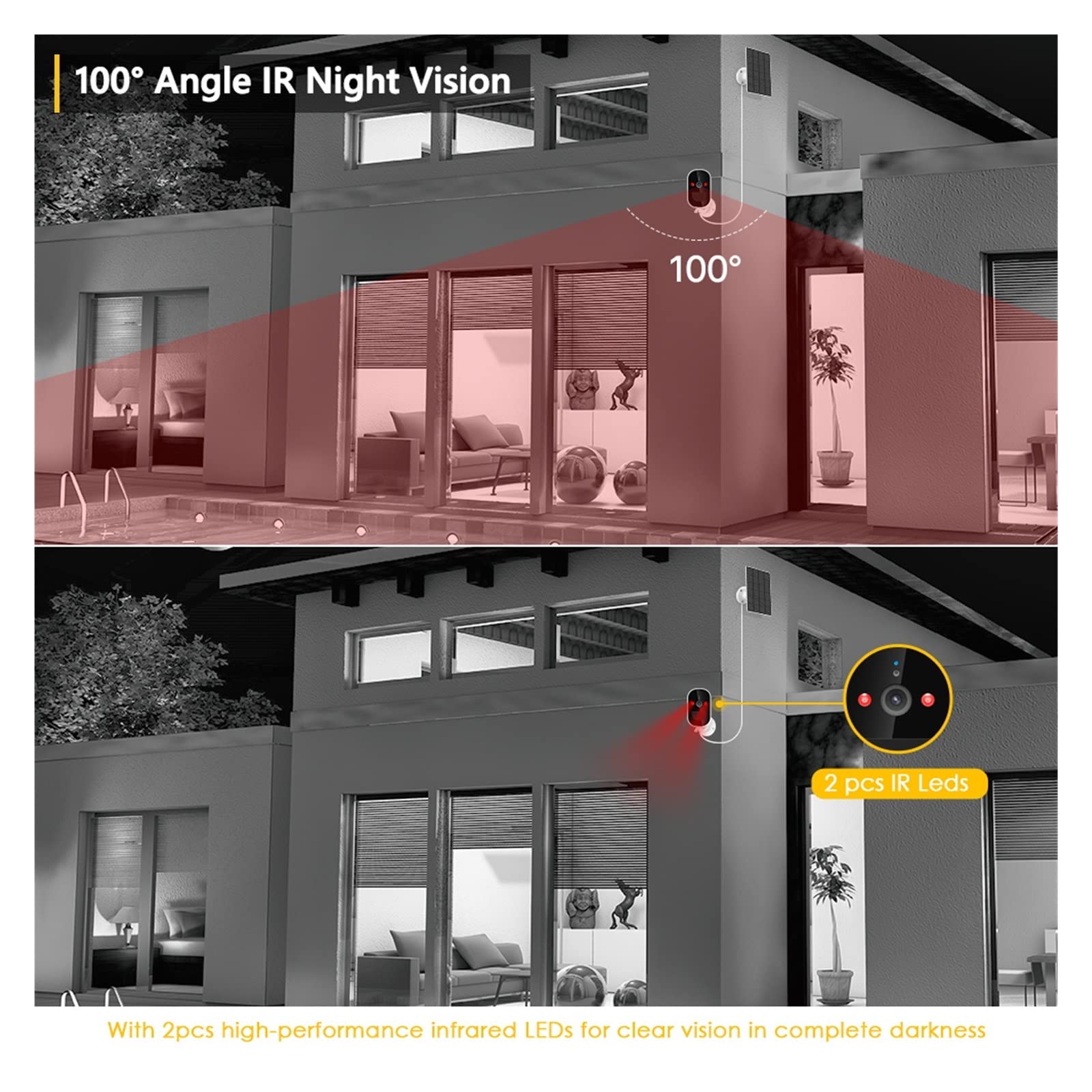 Solar Security Camera Outdoor WiFi - 1080P Night Vision IP Camera with Rechargeable Battery, Wireless CCTV Surveillance System for Home & Business (No SD Card Required) - Perfect for Backyard, Garage & Property Monitoring