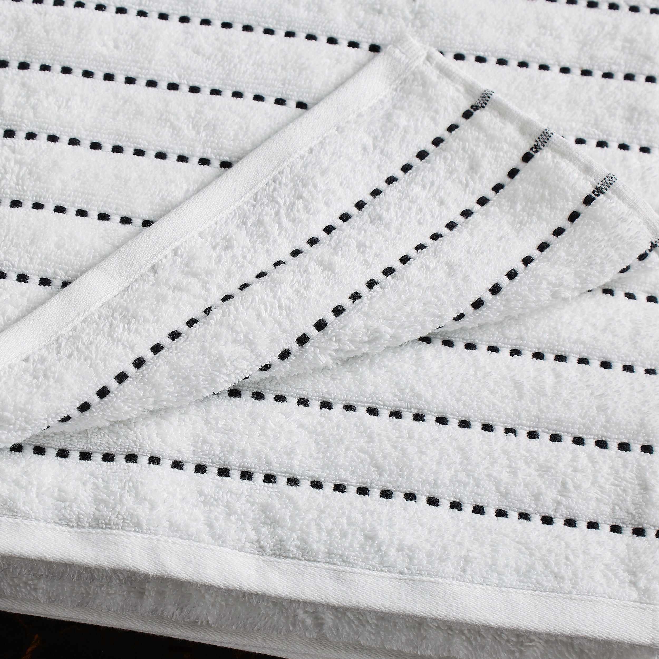 16-Piece Organic Cotton Wave Plush Striped Towel Set | Ultra Soft & Absorbent Bath & Beach Towels | Perfect for Spa, Pool, Gym & Home Use