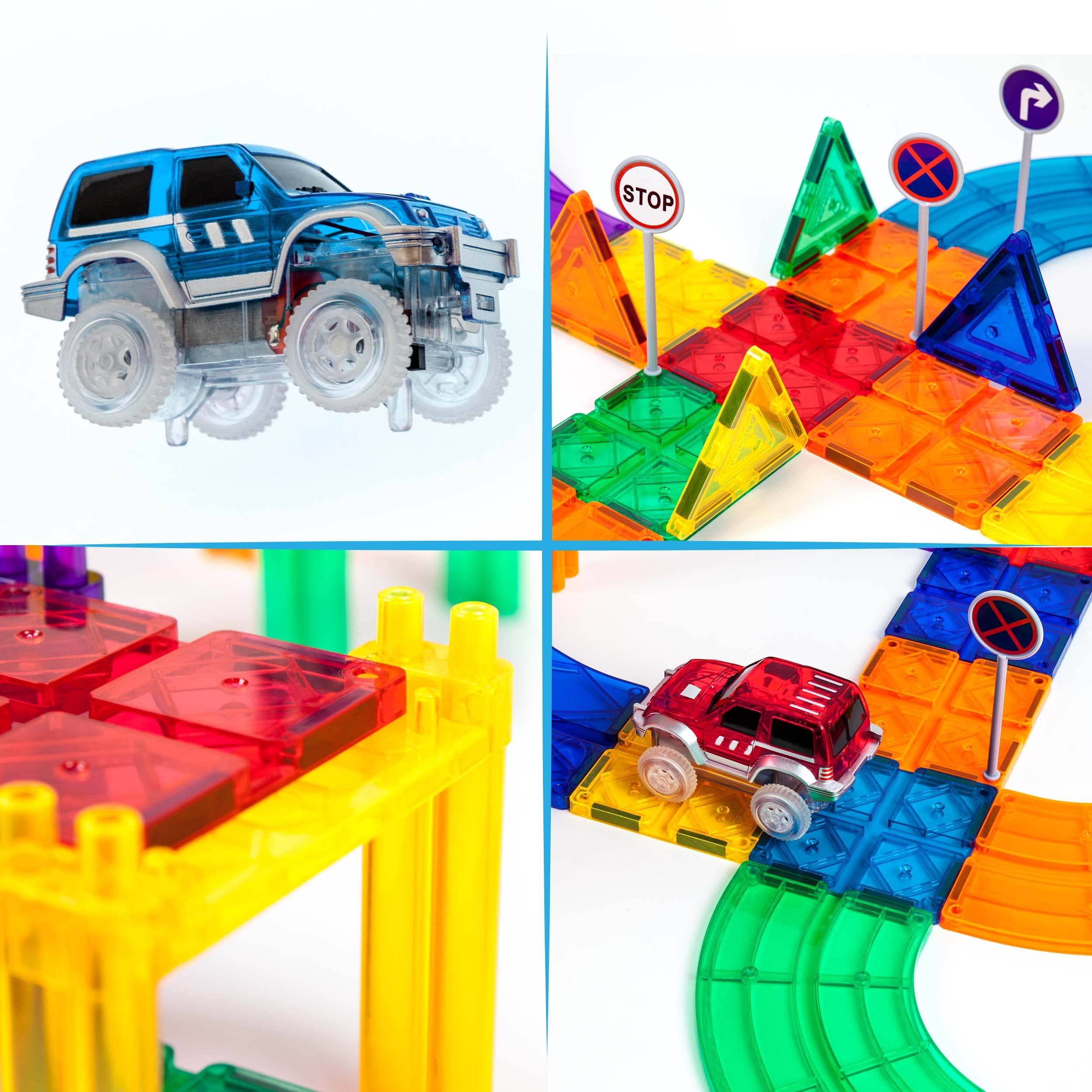 PicassoTiles 100-Piece Magnetic Race Car Track Set with LED Cars & Idea Book - STEM Learning Toy for Kids, Fine Motor Skills & Creativity Development - Perfect for Playtime, Birthday Gifts & Educational Activities