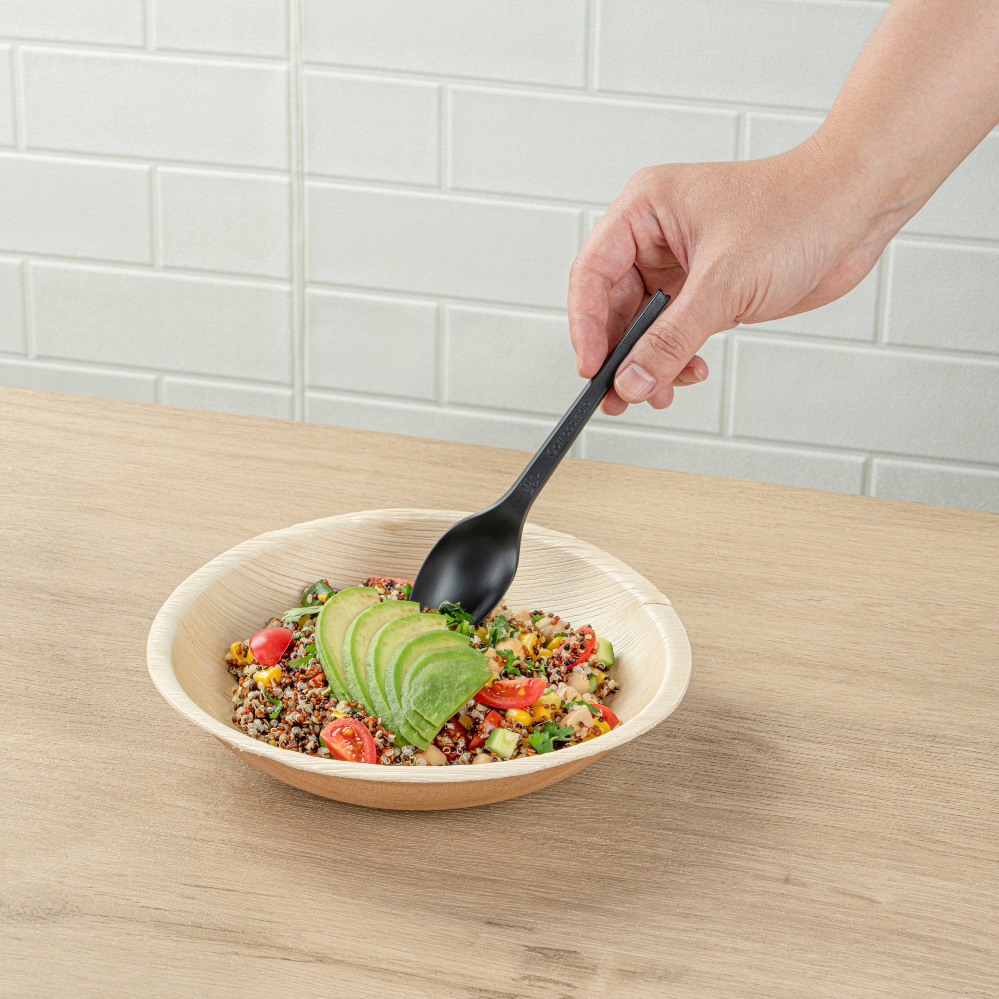 Eco-Friendly Black CPLA Plastic Spoons - Compostable, Heat Resistant (6.5
