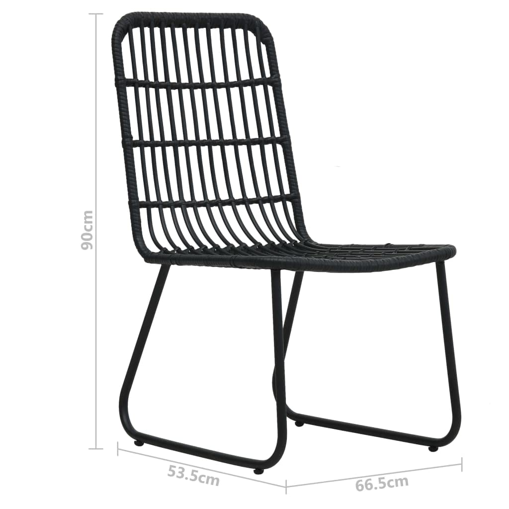 2-Pack Black Poly Rattan Patio Chairs - Outdoor Dining, Lawn, Garden, Deck, and Backyard Seating for Relaxing and Entertaining