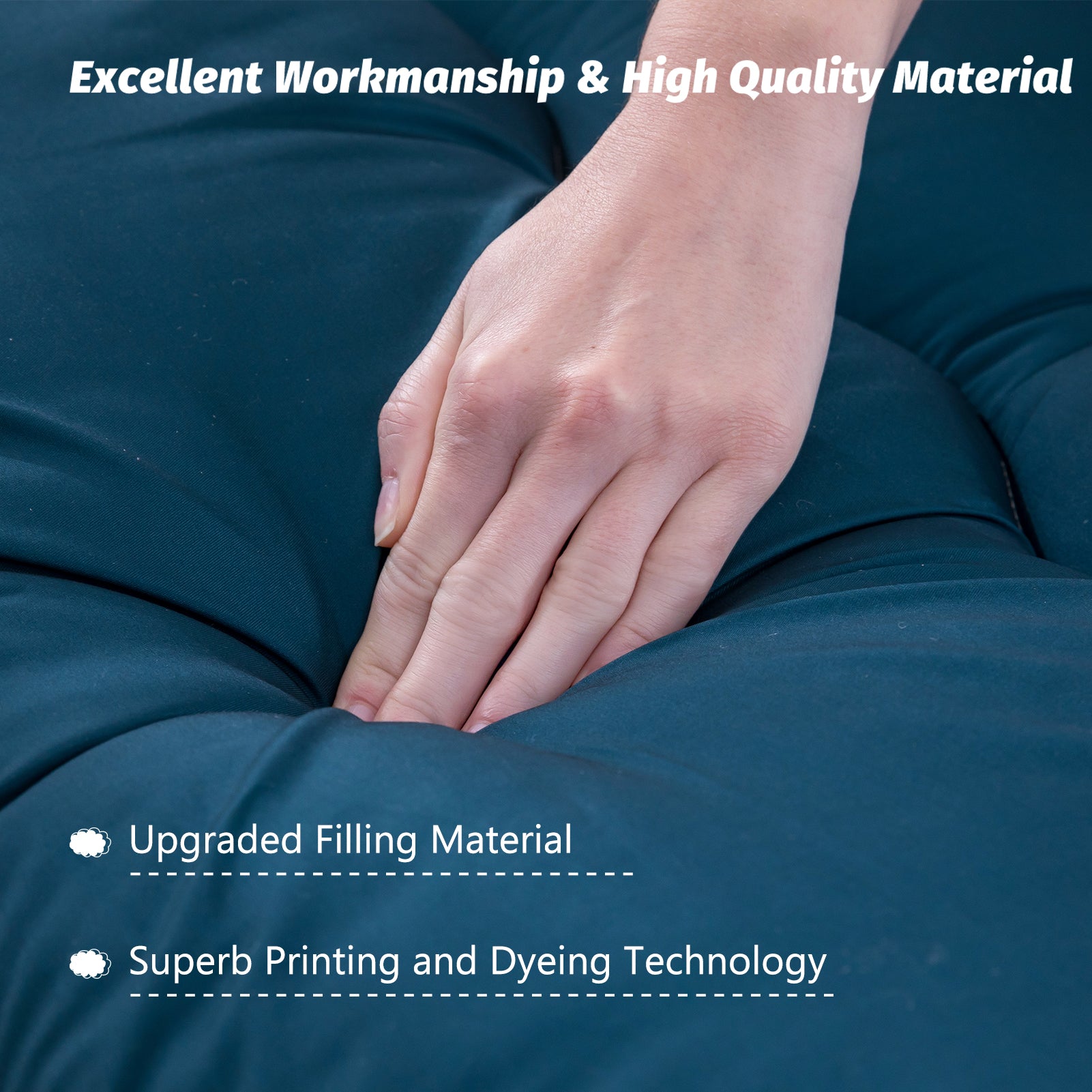 MAXYOYO Portable Futon Mattress - Japanese Floor Mattress for Guest Bed, Camping & Travel | Bluestone Blue | Lightweight & Foldable Sleeping Pad