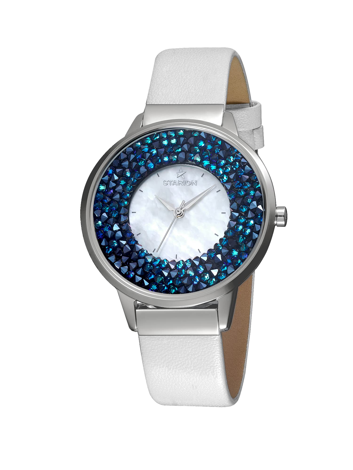 Starion Women's Rockstar Watch with Japanese Movement - 38mm Stainless Steel Case & Leather Strap - Water Resistant Fashion Watch with Swarovski Crystals | Perfect for Everyday Wear, Office & Special Occasions