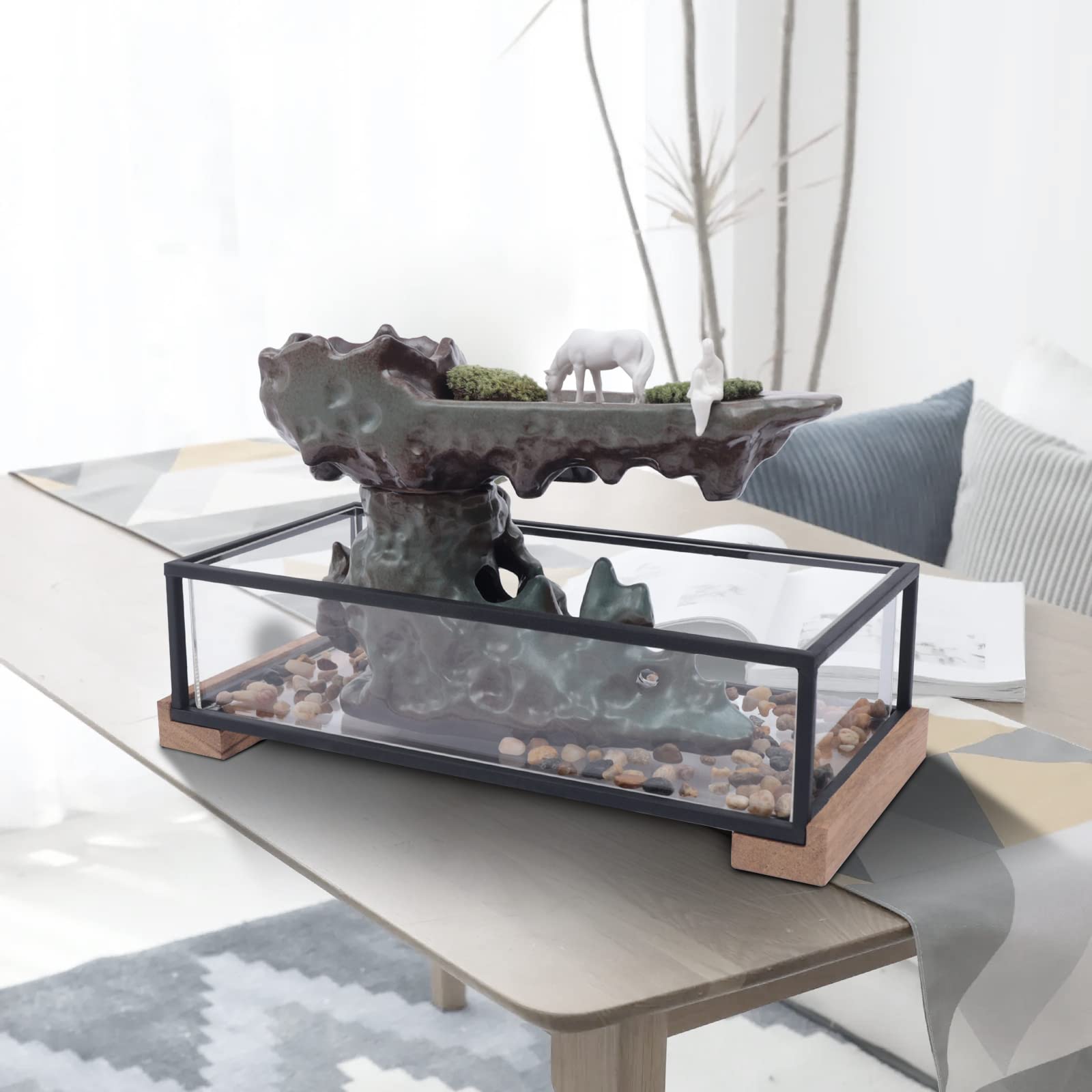 TFCFL Desktop Rockery Fountain with Waterfall - Zen Tabletop Water Feature for Home, Office, Living Room Decor - Relaxing Mini Waterfall Fountain with Natural Rock Design - Perfect Gift for Women & Men (Great for Stress Relief, Meditation Spaces & Home Office Decor)