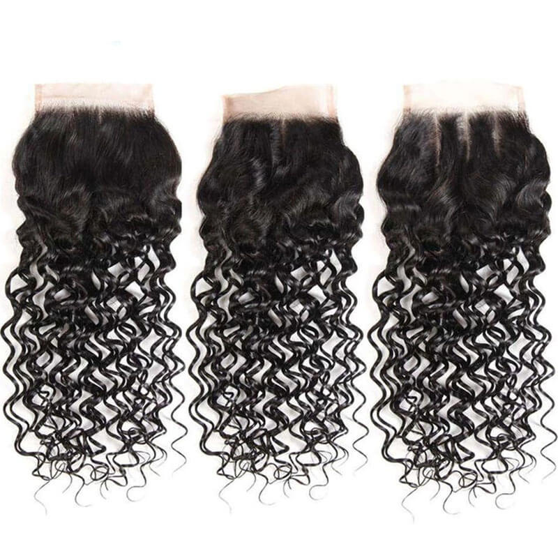 Eullair Water Wave Bundles with Closure 3/4 PCS - 4x4 5x5 6x6 HD Lace Closure - Perfect for Natural-Looking Hairstyles, Weaves & Extensions for Women