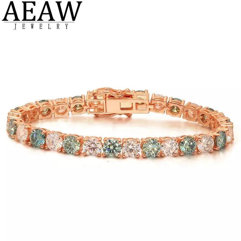 10K Gold Double Color Moissanite Tennis Bracelet for Women - 5mm 14.5ctw Elegant Jewelry Gift for Anniversary, Wedding & Special Occasions
