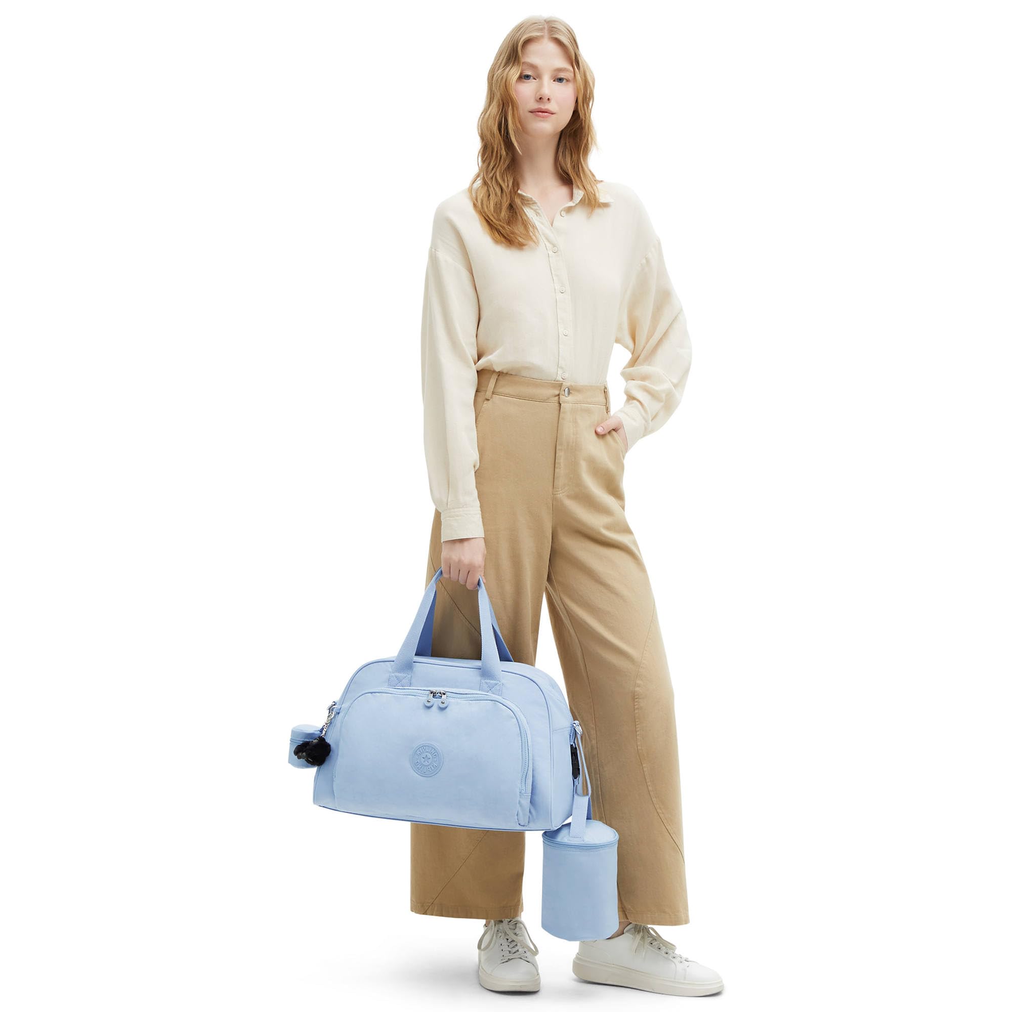 Kipling Camama Diaper Bag - Stylish & Spacious Baby Bag for Moms, Water-Resistant & Lightweight, Perfect for Travel & Daily Use (Cloudy Sky Blue)