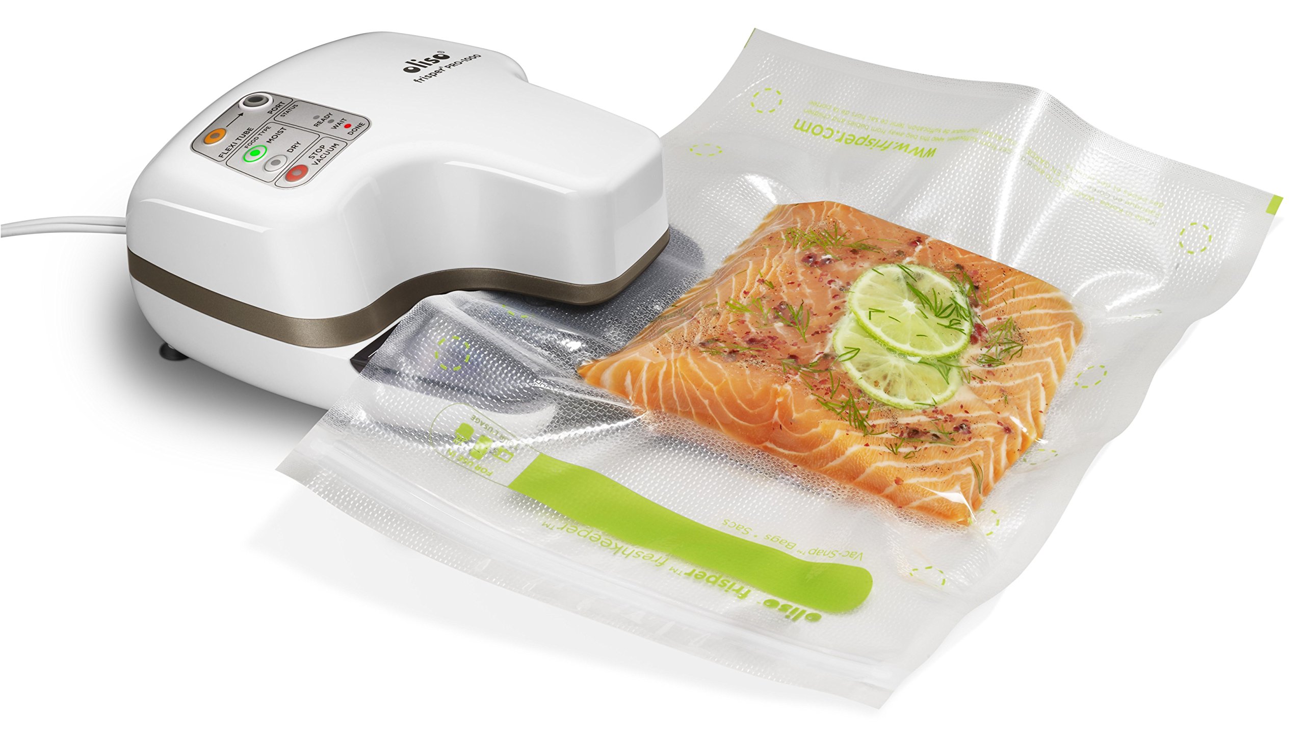 Oliso Pro Frisper PRO-1000 Smart Vacuum Sealer Machine for Food Storage | White | Preserve Freshness for Meal Prep, Sous Vide & Long-Term Freezer Storage