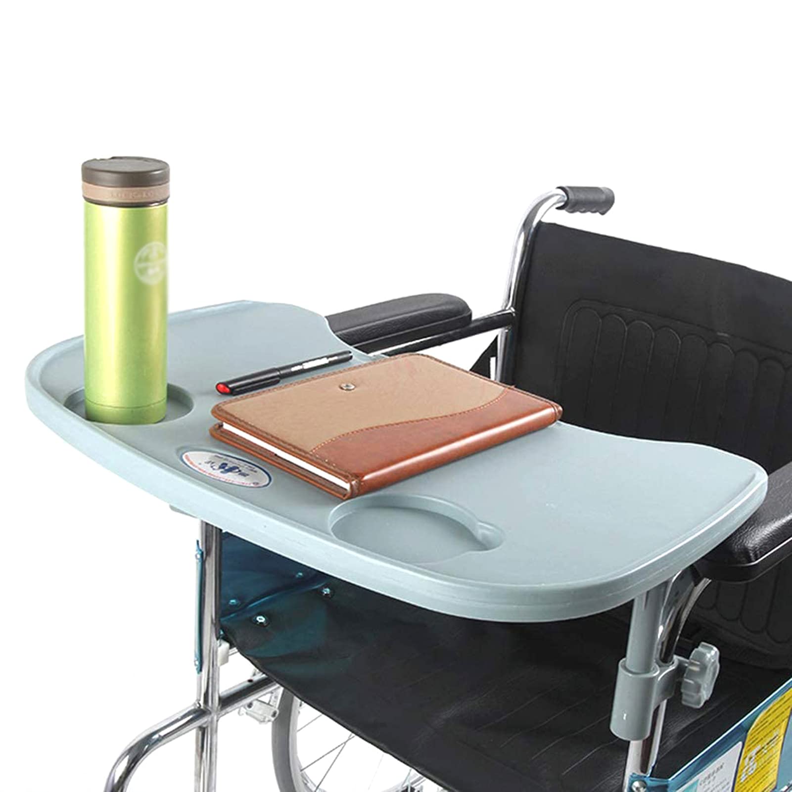 Universal Wheelchair Lap Tray with Cup Holder - Removable & Portable Wheelchair Table for Eating, Reading, Working - Lightweight Wheelchair Desk Accessories for Seniors & Disabled - Perfect for Meals, Office Work & Leisure Activities at Home
