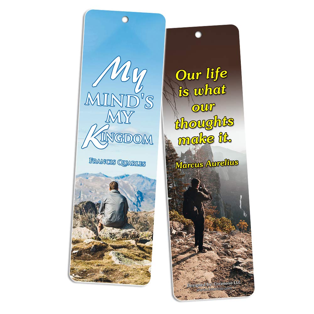 Creanoso Inspirational Quote Bookmarks Set (12-Pack) - Premium Motivational Bookmark Gift for Readers & Book Lovers - 6 Beautiful Designs - Perfect for Reading, Gifts, Book Clubs & Study Sessions