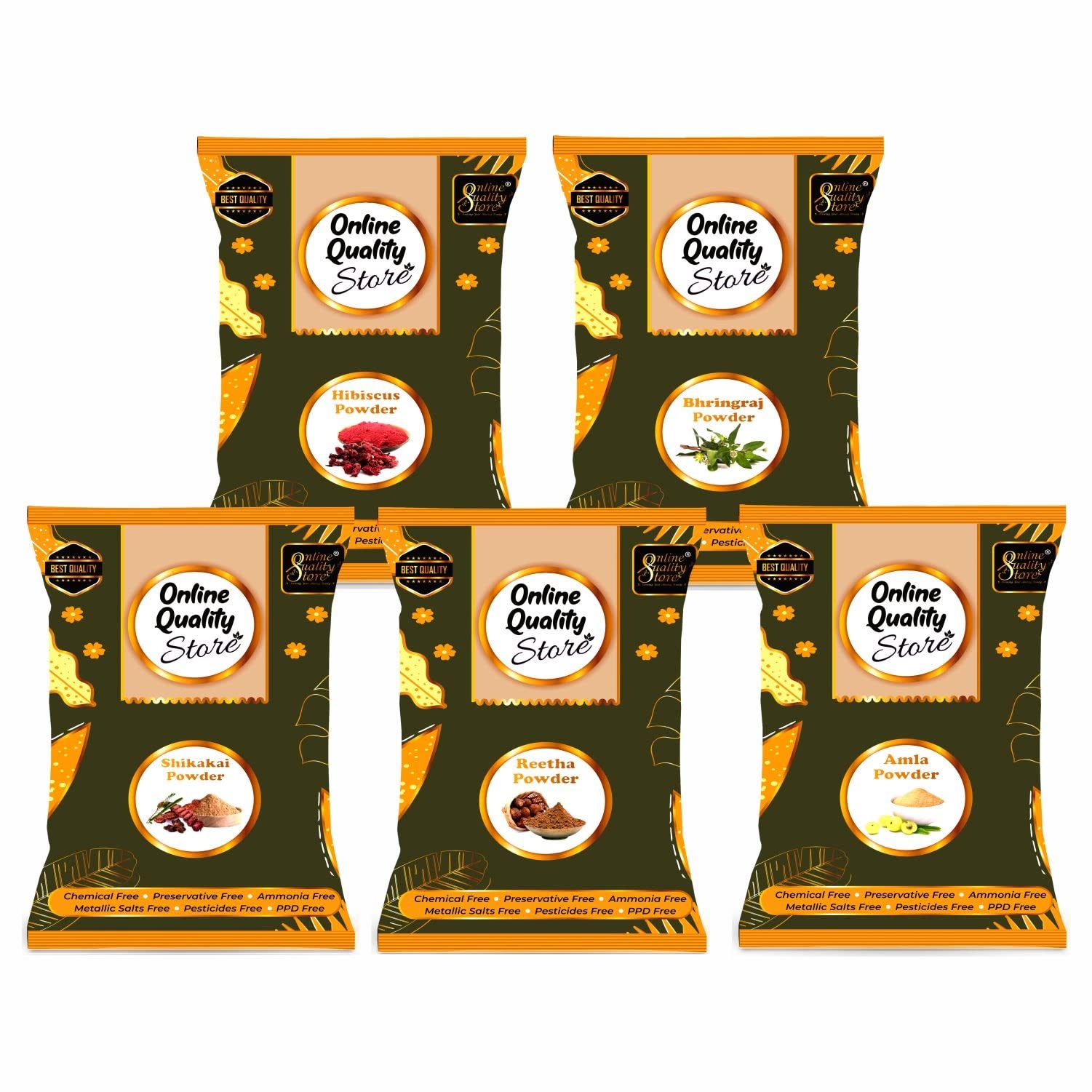 Organic Amla, Reetha, Shikakai, Bhringraj & Hibiscus Hair Powder Combo - 1400g Ayurvedic Hair Mask for Dry, Frizzy & Damaged Hair | Natural Hair Growth Treatment | DIY Hair Pack for Smooth & Shiny Hair | Perfect for Home Hair Care Routine & Spa Treatments
