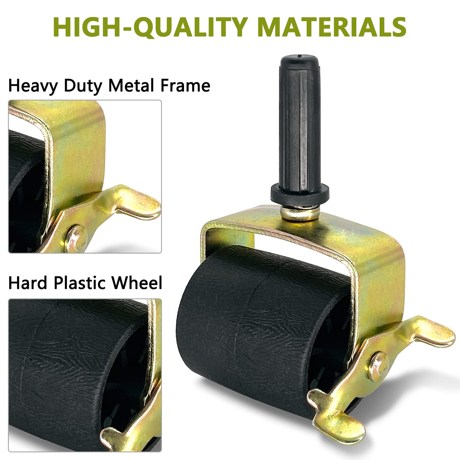 Heavy Duty Locking Swivel Bed Casters - 6 Pack Metal Bed Frame Wheels with Brakes, Replacement Rollers for Furniture, Bed Frame Socket Stem - Perfect for Adjustable Beds, Hospital Beds, and Home Furniture Mobility