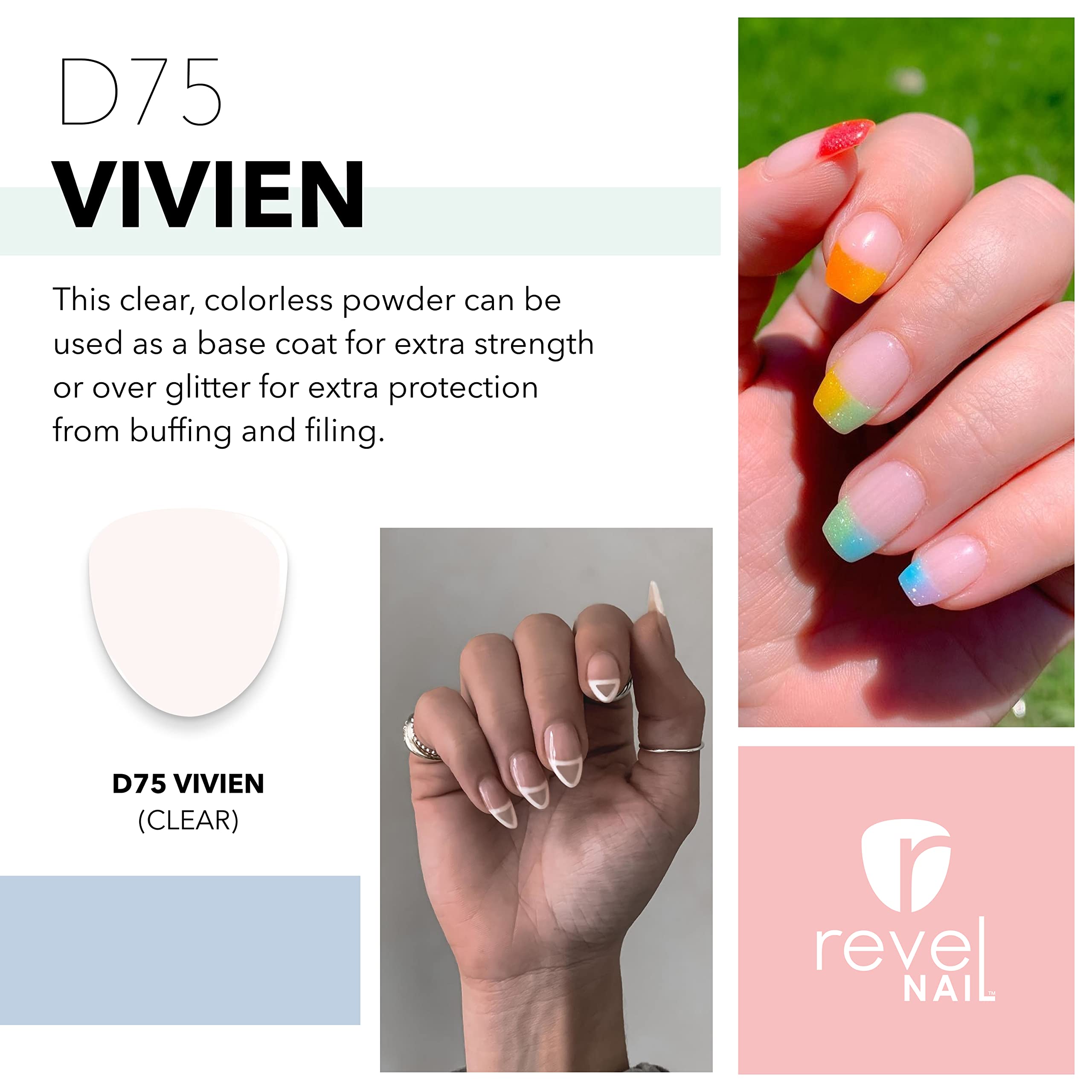 Revel Nail Dip Powder - Clear Build Powder for Strong & Long-Lasting Dip Nails | DIY & Professional Nail Strengthener | Perfect for French Manicures & At-Home Nail Care (2 Oz)