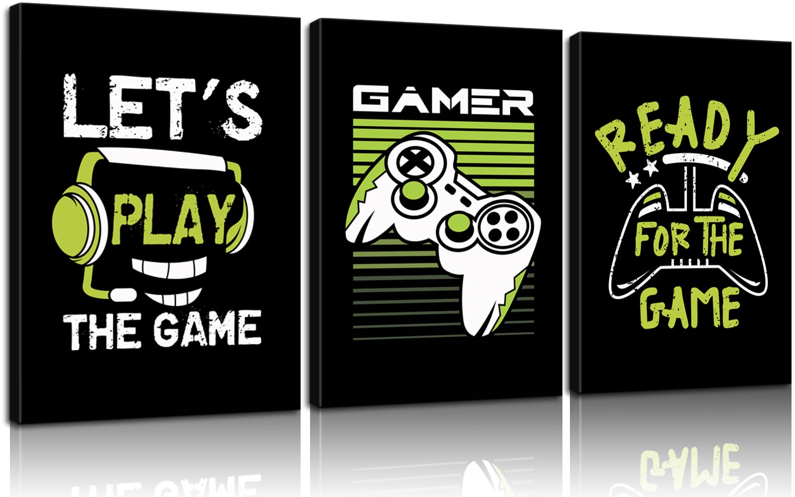3-Piece Video Game Poster Set - Ready to Hang Canvas Wall Art for Gaming Room Decor, Teen Boy's Bedroom & Playroom - 16''W x 23''H (3 PCS) - Perfect for Gamer Gifts, Man Cave & Recreation Spaces