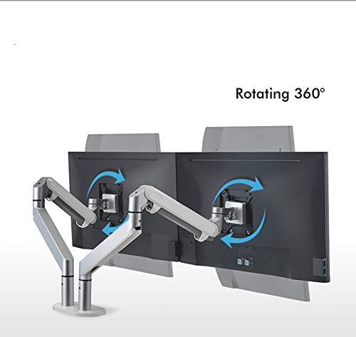 Dual Arm Monitor Mount Stand - Fully Adjustable Aluminum Gas Spring Monitor Holder for 17-32 Inch Screens (Black) | Ergonomic Desk Mount for Home Office, Gaming Setup & Workspace Organization