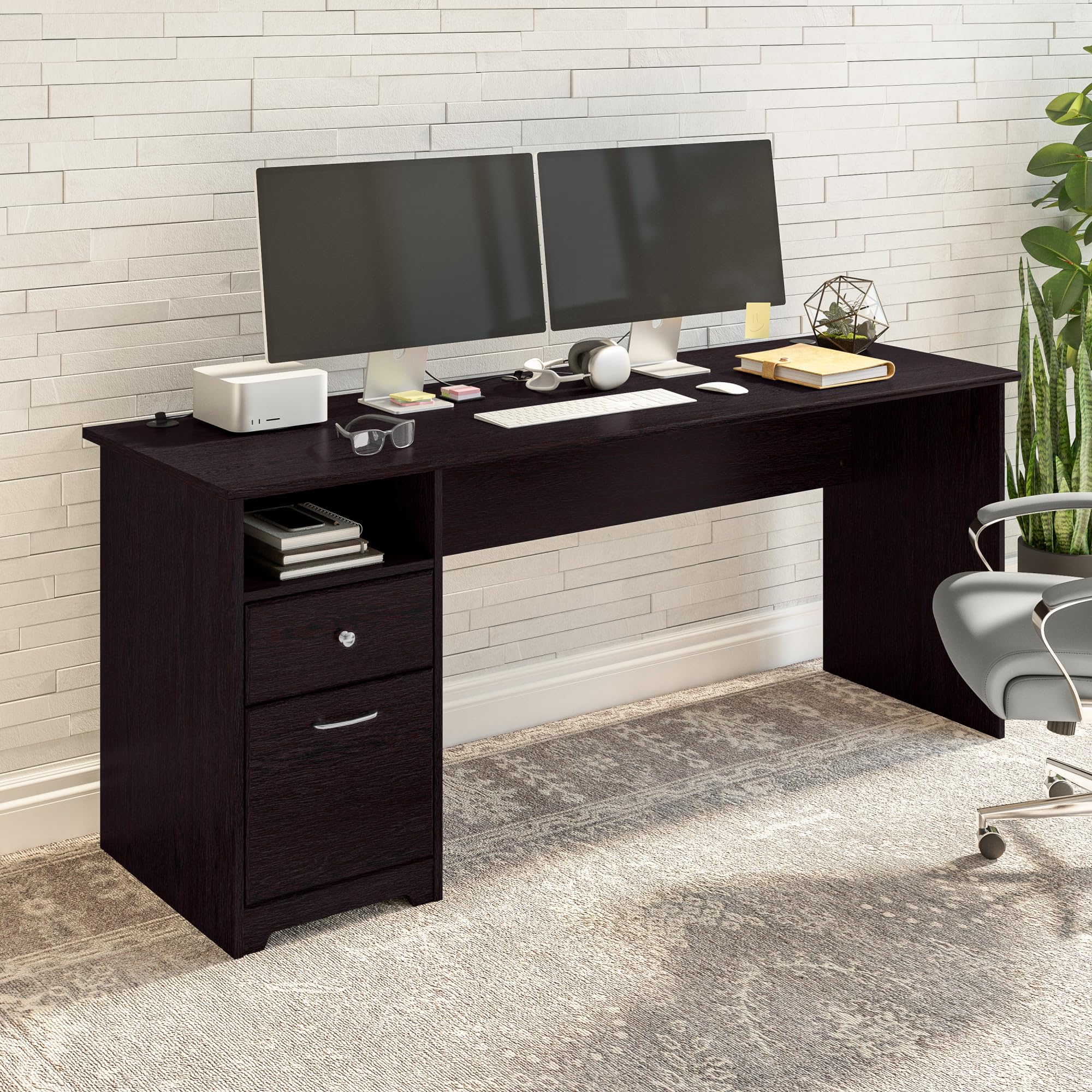 Bush Furniture Cabot 72W Computer Desk with Drawers - Espresso Oak Finish, Home Office Desk for Work & Study, Perfect for Small Spaces & Remote Work