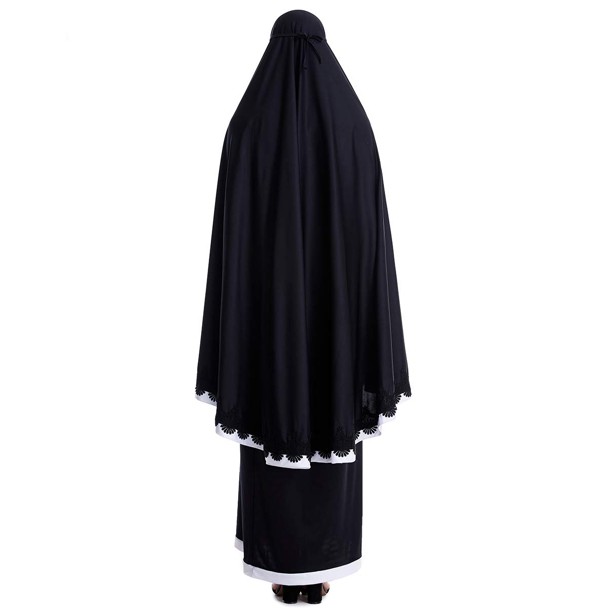 Women's Muslim 2-Piece Loose Full Cover Long Dress Set with Hijab - One Size Thobe Hooded Abaya for Prayer & Modest Fashion