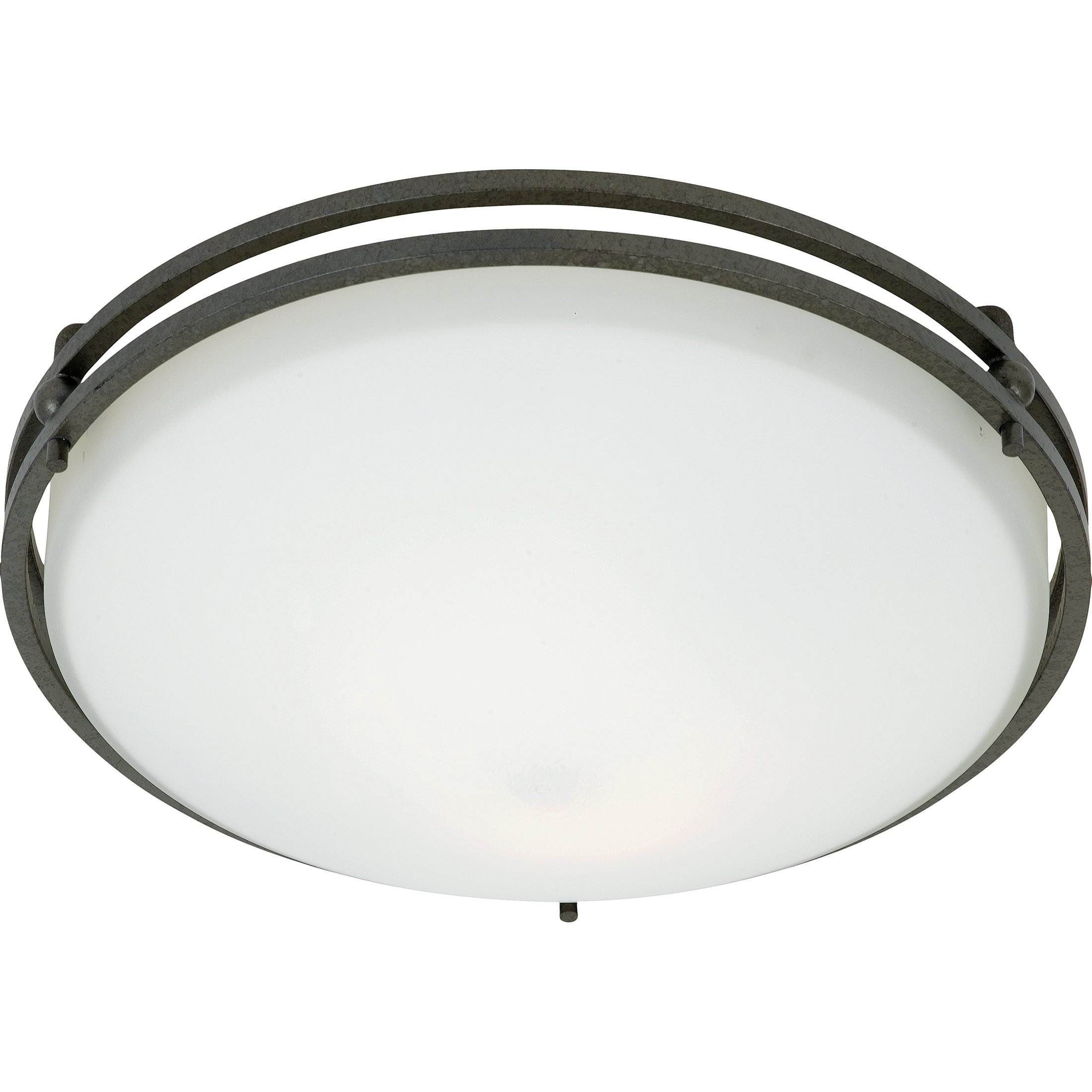 Quoizel Ozark 2-Light Iron Gate Flush Mount Ceiling Light Fixture - Rustic Farmhouse Lighting for Entryway, Hallway & Bedroom
