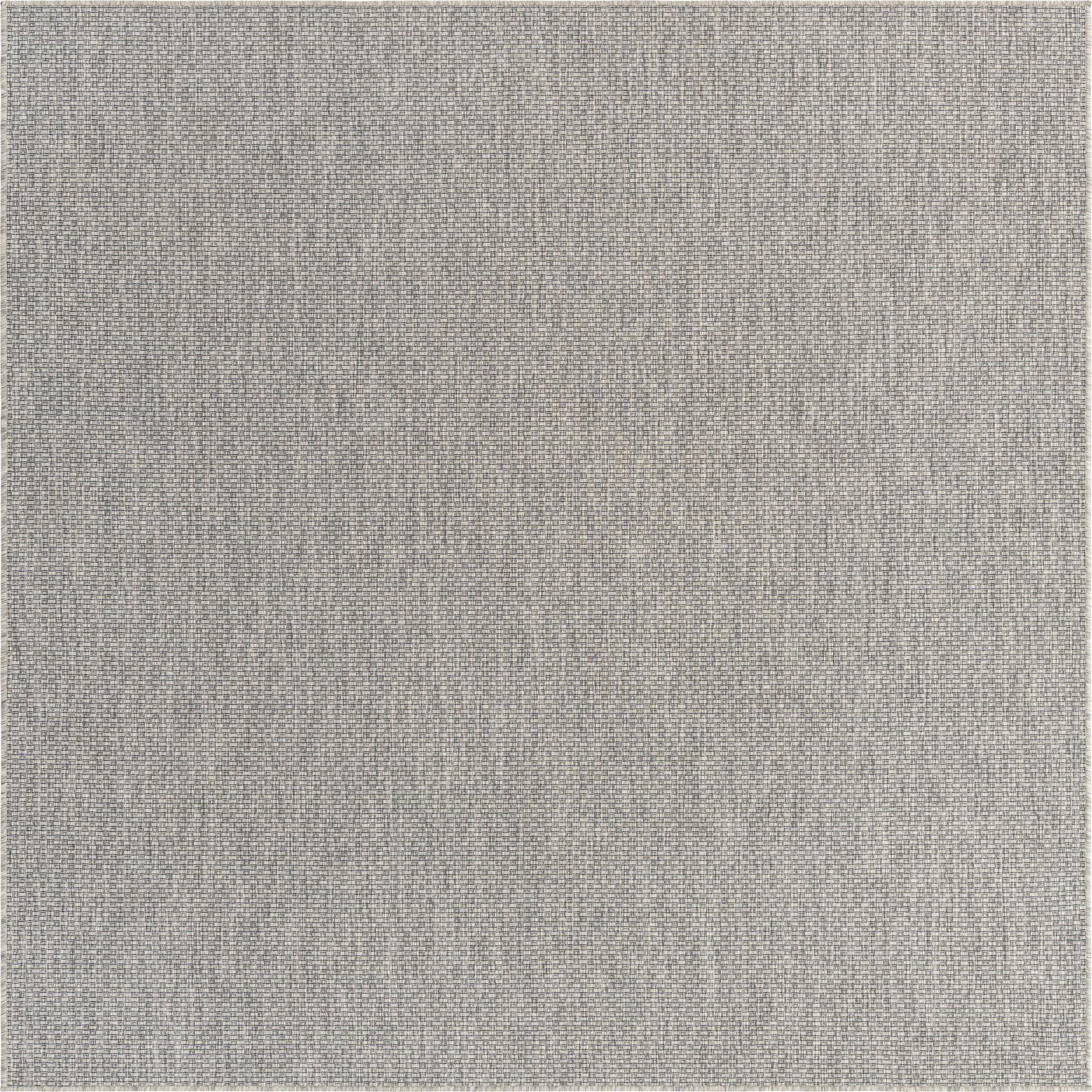 Outdoor Solid Collection 8x8 Ft Square Light Gray Flatweave Rug - Durable & Weather-Resistant for Patio, Deck, Poolside & Backyard | Perfect for Living Rooms, Kitchens & Entryways