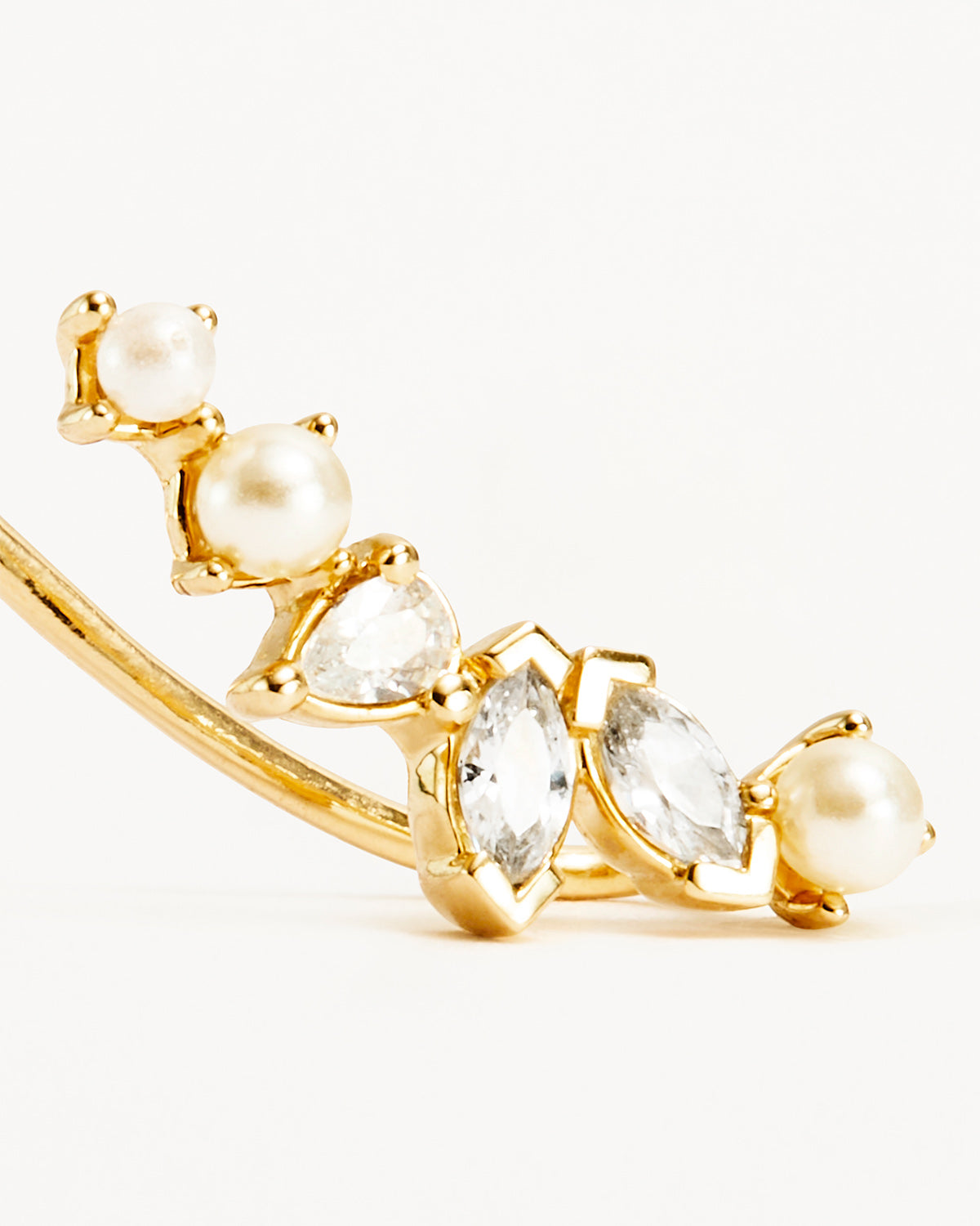 14K Solid Gold Lab Grown Diamond Ear Crawler Earrings - Elegant Floral Design for Women, Perfect for Weddings, Parties & Special Occasions