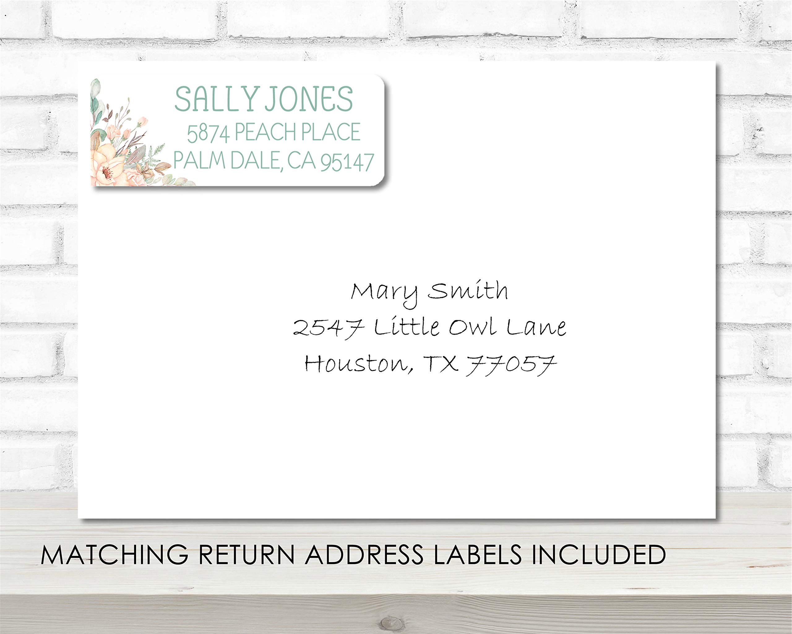 Rustic Peach and Mint Baby Shower Invitations for Girls - Printable & Virtual Invitation Card Sets with Matching Address Labels - Perfect for Long-Distance Celebrations and Virtual Baby Showers