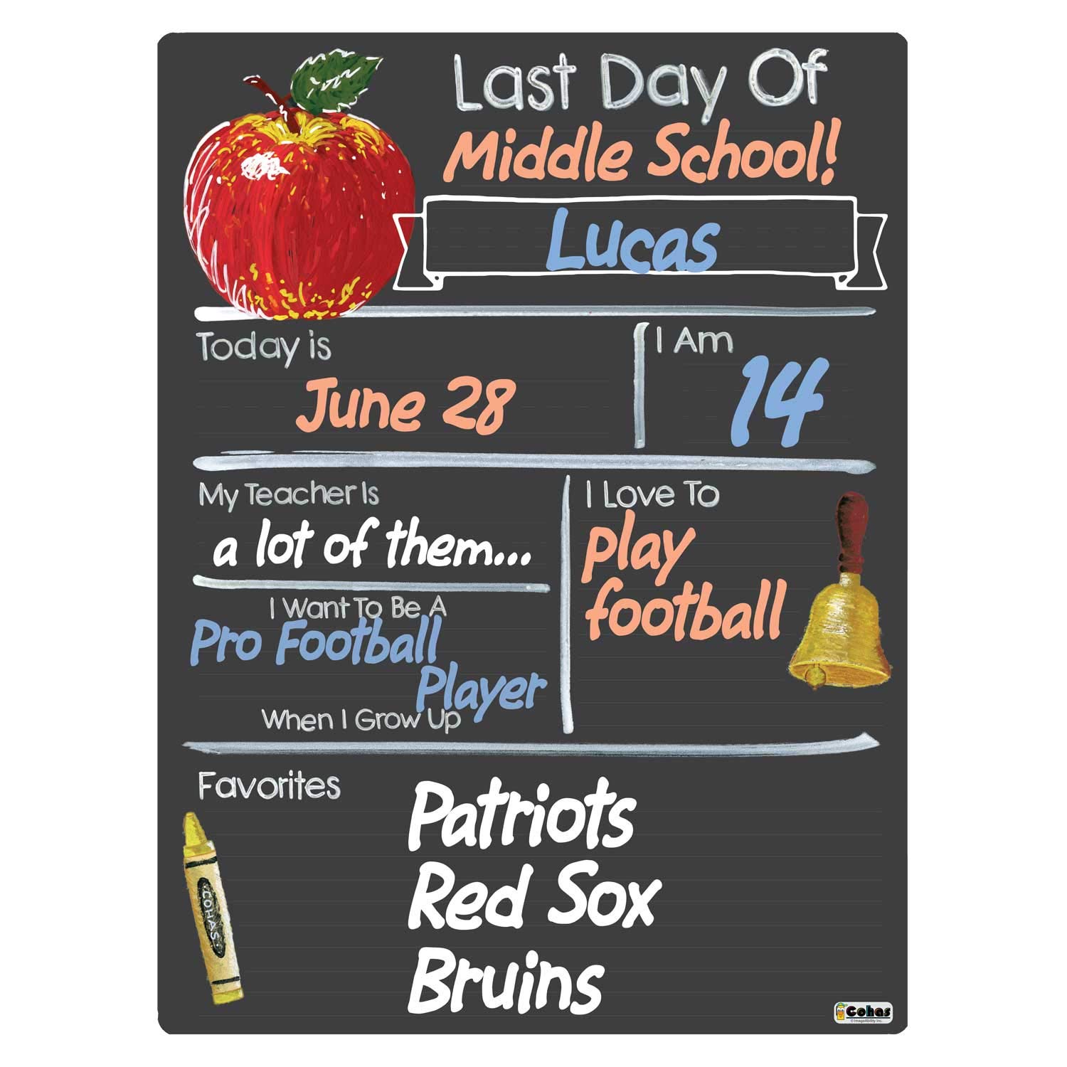Pair of First and Last Day of School Chalkboard Milestone Boards - 15x20 Inch Reusable Sign with 3 Pastel Markers - Perfect for Back to School Photos, Kindergarten Graduation & Yearly Growth Tracking