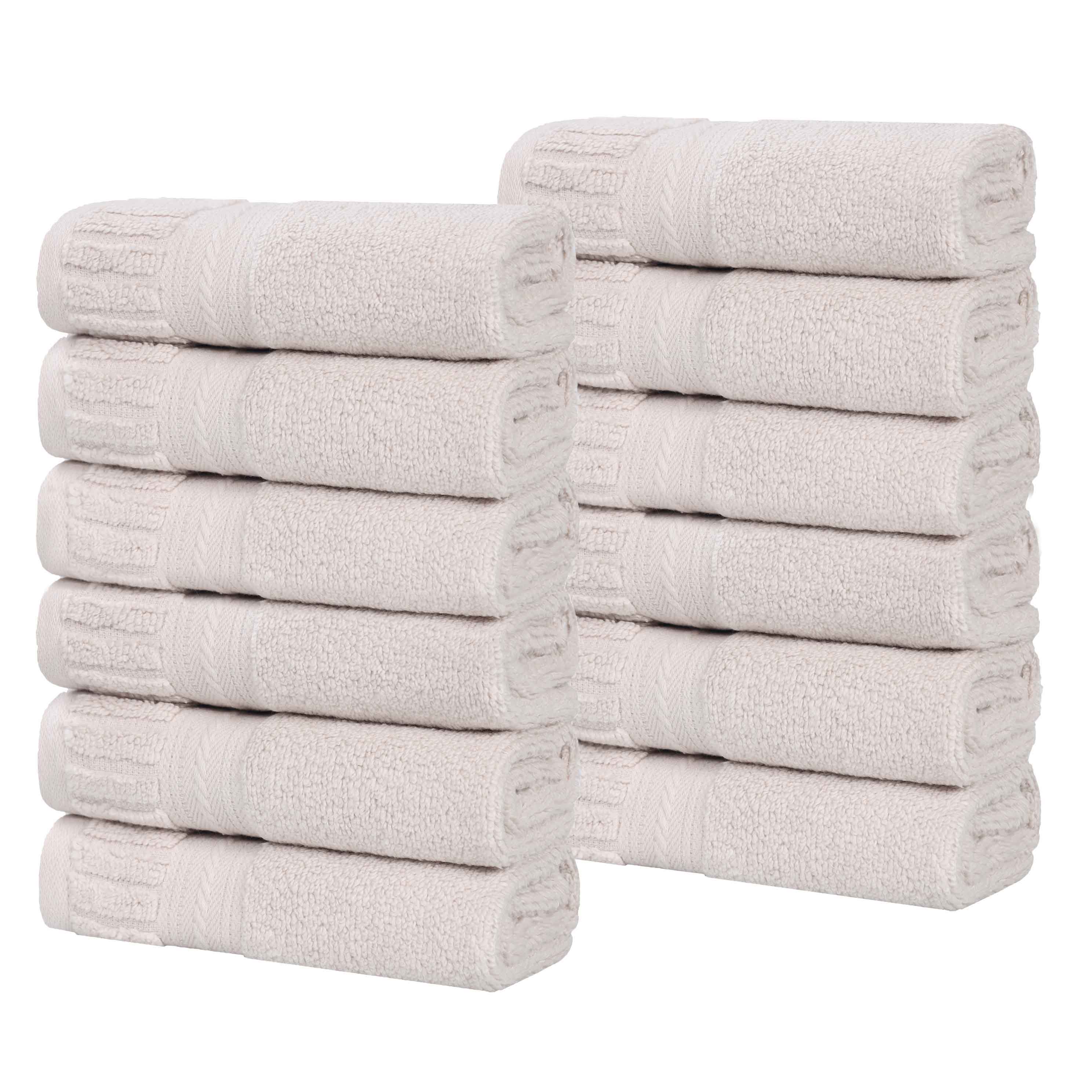 Premium Venice Zero Twist Cotton Face Towels - Soft & Absorbent Medium Weight Bath Towels, Set of 12 - Perfect for Spa, Gym & Luxury Bathroom Use