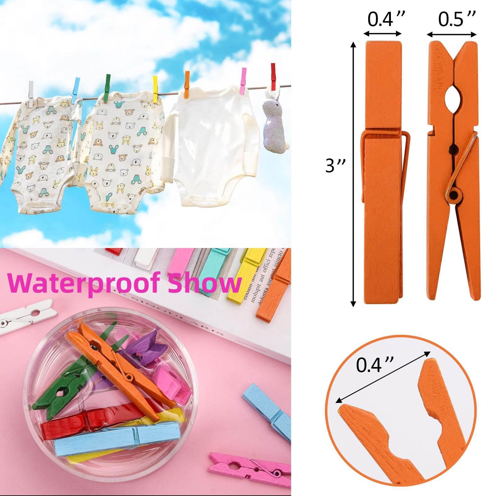 80pcs Colored Wooden Clothespins - 3 Inch Heavy Duty Wooden Clips for Hanging Laundry, DIY Crafts, Photo Display & Home Organization - Perfect for Drying Clothes, Bulletin Boards & Creative Projects