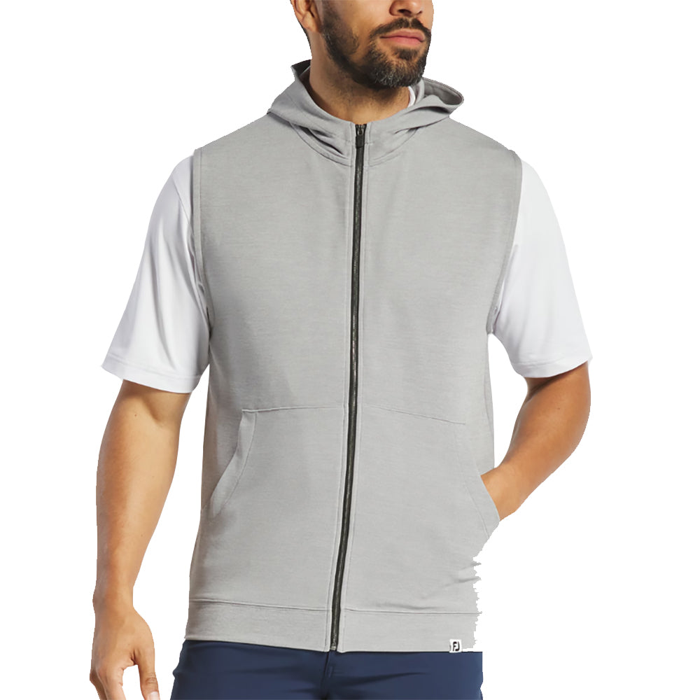 FootJoy Men's Full Zip Hooded Golf Vest - Lightweight & Water-Resistant for Comfort on the Course | Perfect for Cool Weather & Layering