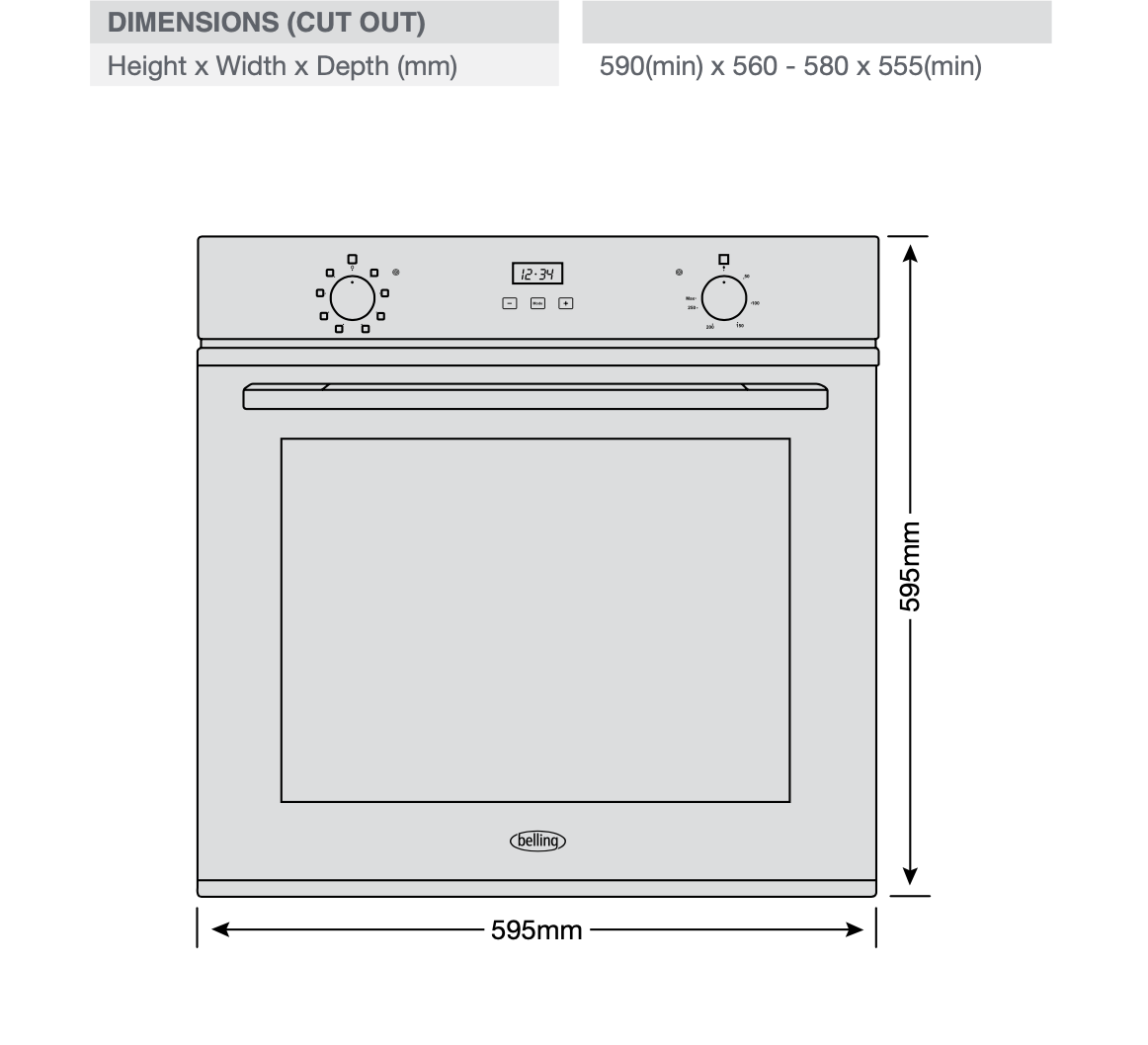 Belling IB609FP 60cm Electric Fan Forced Oven - Energy Efficient Built-in Oven with Digital Controls | Perfect for Baking, Roasting & Cooking Family Meals | Kitchen Appliance Clearance Sale
