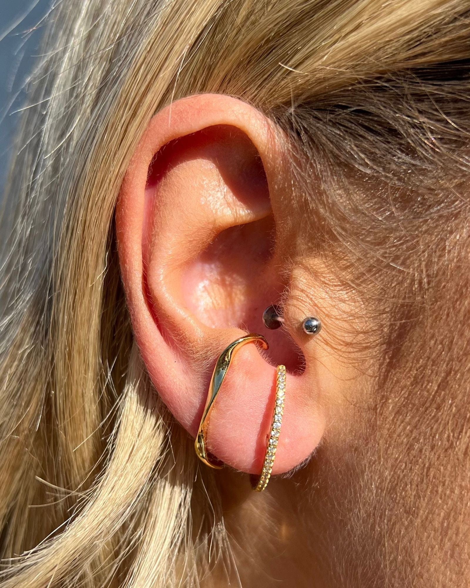Izoa Billie Stud Earrings for Women - Minimalist Gold Plated Small Hoop Earrings - Perfect for Everyday Wear, Work, and Special Occasions