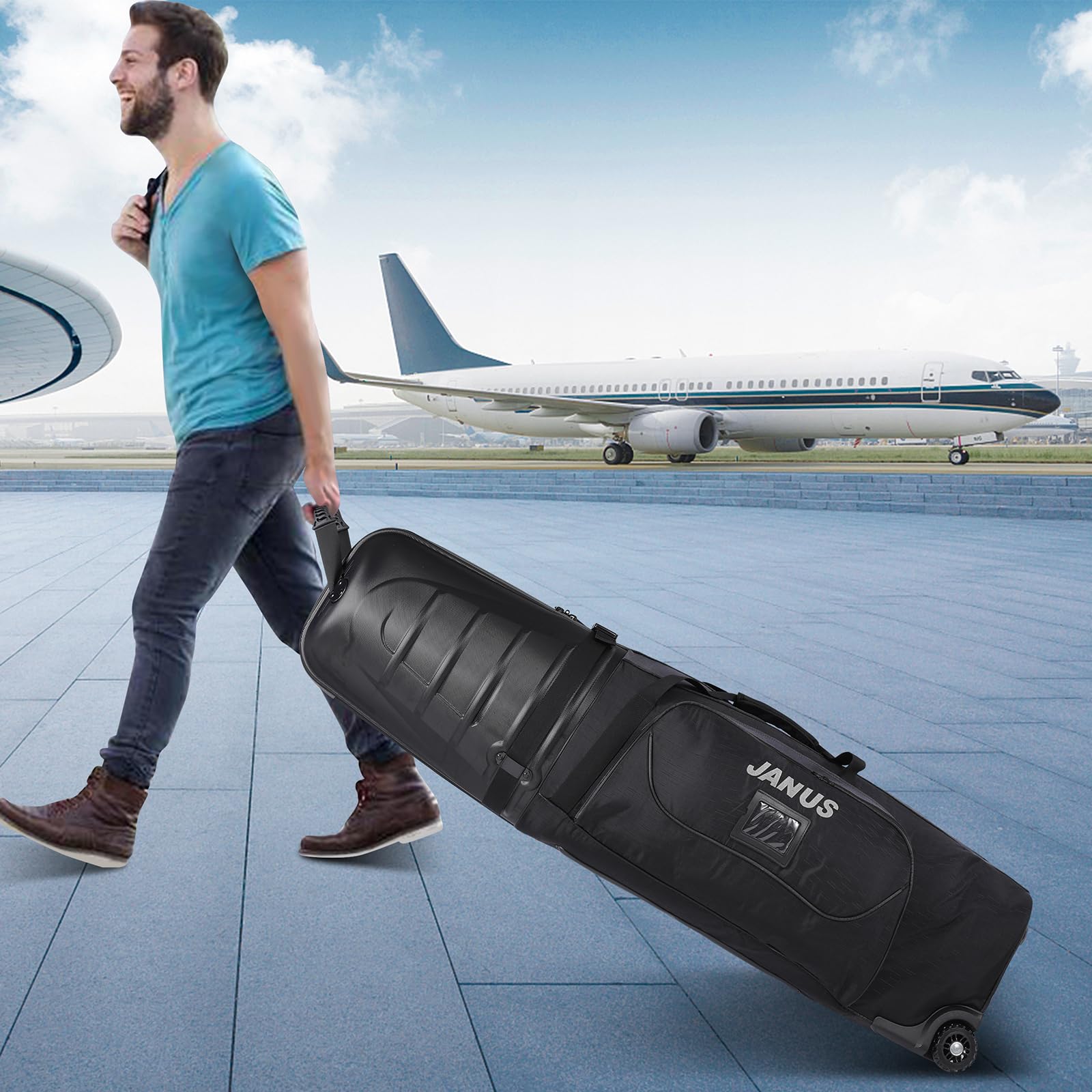 JANUS Golf Travel Bags with Wheels - ABS Plastic Hard Case & Club Carrier | Airline Approved Golf Travel Bag for Secure Club Protection | Perfect for Air Travel, Golf Vacations & Tournament Transport