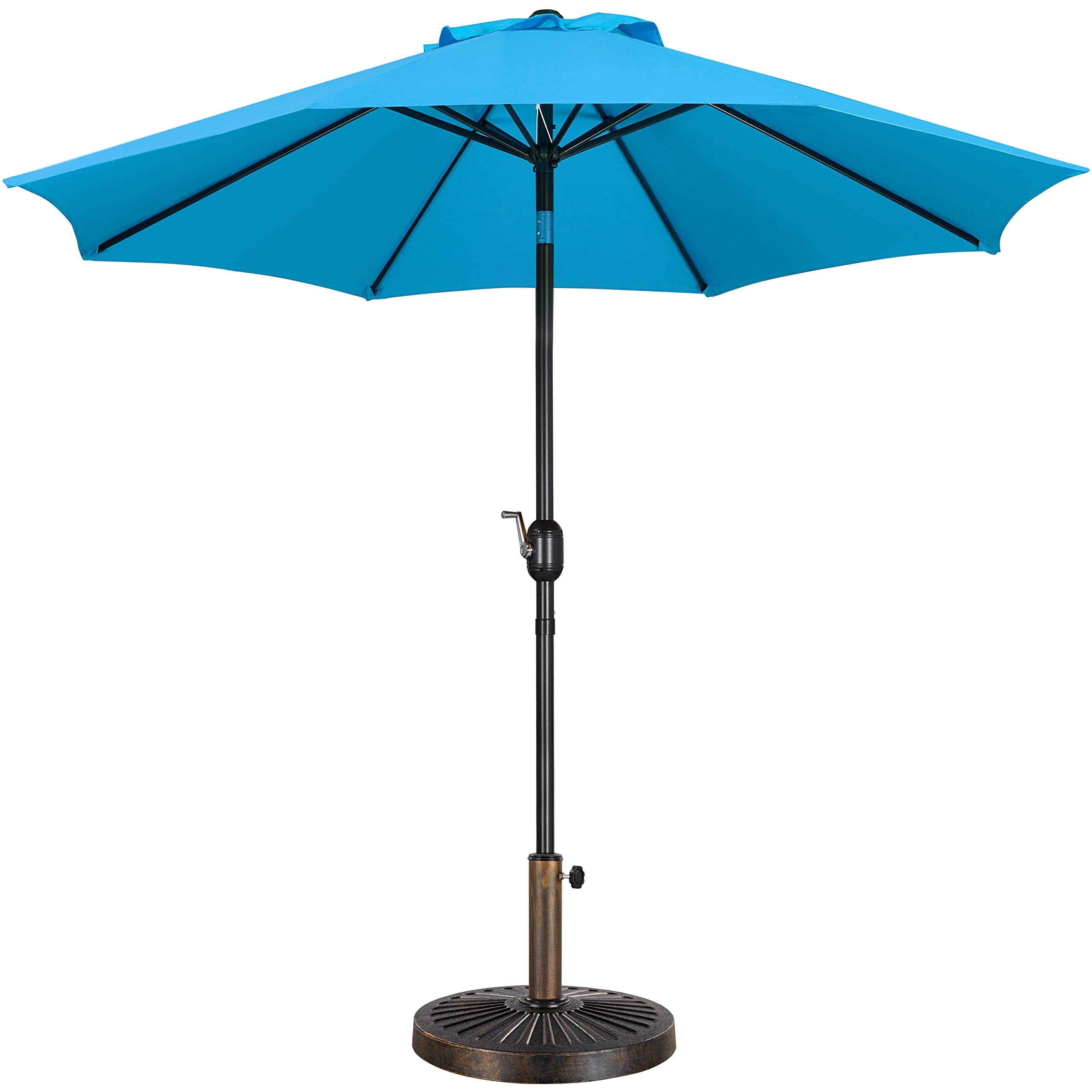 Yaheetech 9FT Heavy Duty Outdoor Patio Umbrella with 30lb Base - Sky Blue | Push Button Tilt, Crank Lift & 8 Sturdy Ribs | Perfect for Garden, Poolside, Backyard, and Outdoor Dining Areas