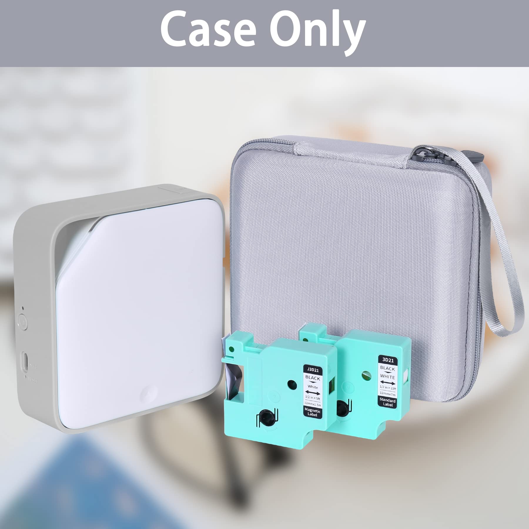 Aenllosi Hard Protective Carrying Case for Vixic D1600 Rechargeable Label Printer - Durable Grey Storage Pouch with Secure Fit - Perfect for Office, Warehouse & Retail Labeling Needs