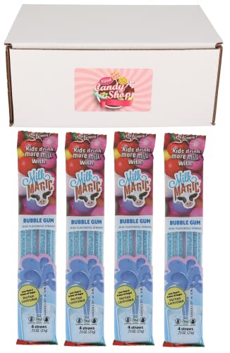 Milk Magic Flavoring Enhancing Straws - Bubble Gum Flavor (Pack of 4, 16 Straws Total) | Fun Straws for Kids, Milk Flavor Enhancer for Drinks, Perfect for Parties, School Lunches & Family Gatherings