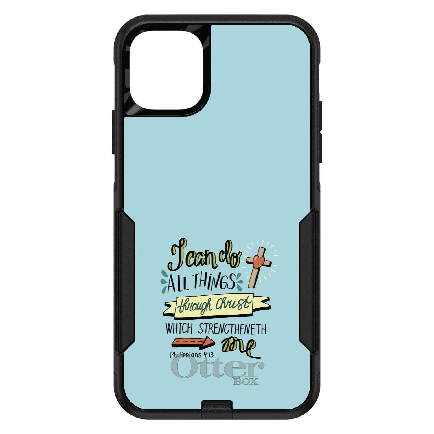 DistinctInk iPhone 12 Pro MAX Case (6.7 Inch) - Durable Protective Phone Cover with Bible Verse Philippians 4:13 - Shockproof Replacement for OtterBox Commuter - Perfect for Daily Use, Work & Travel