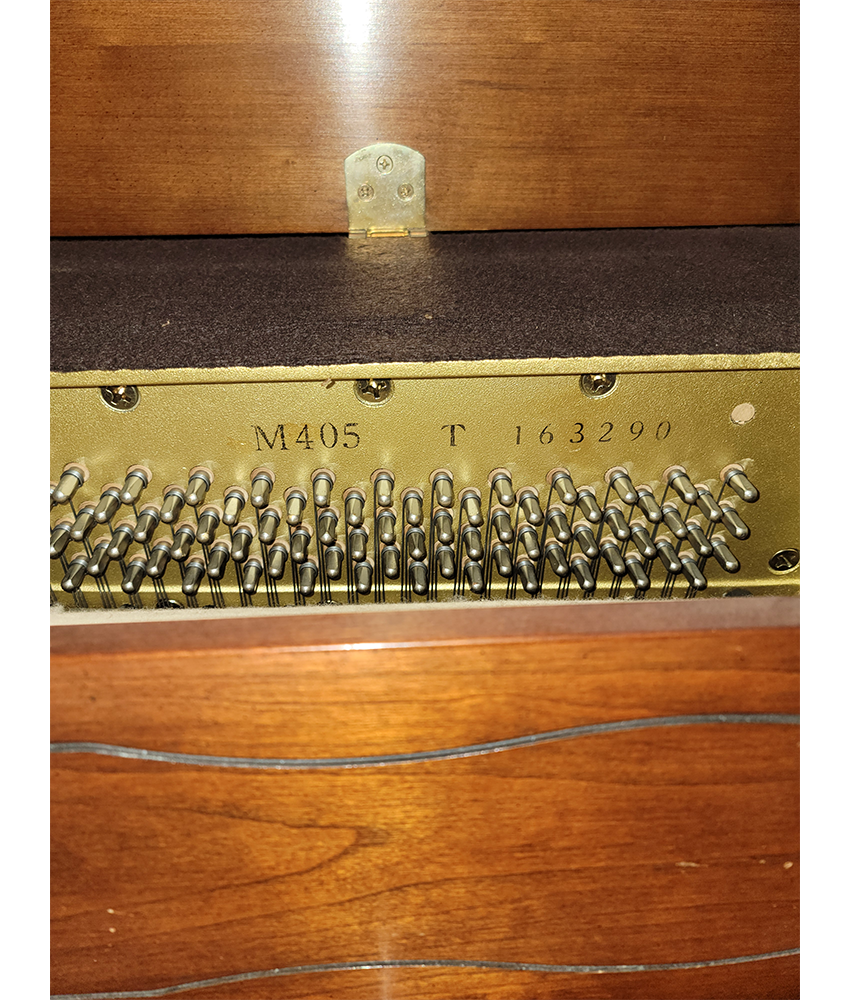 1992 Yamaha 44 M405 Console Piano in Satin Mahogany - Used Vintage Piano with Serial Number T163290 | Perfect for Home, Studio & Music Classrooms