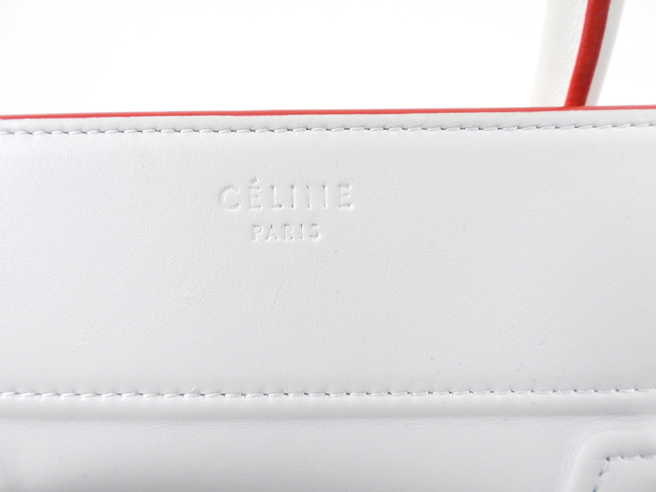 Celine Medium Phantom Tote Bag in White and Red - Luxury Leather Handbag for Women, Perfect for Work, Travel and Everyday Use