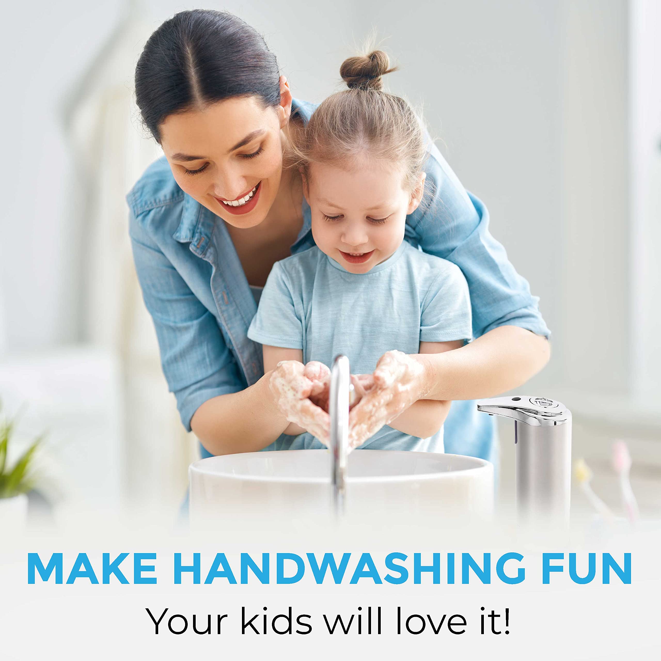 POHL SCHMITT Premium Touchless Automatic Soap Dispenser - Battery Operated, Waterproof & Leakproof with 3 Adjustable Levels - Stainless Steel for Bathroom, Kitchen, Office | Hands-Free Hygiene Solution for Home & Commercial Use