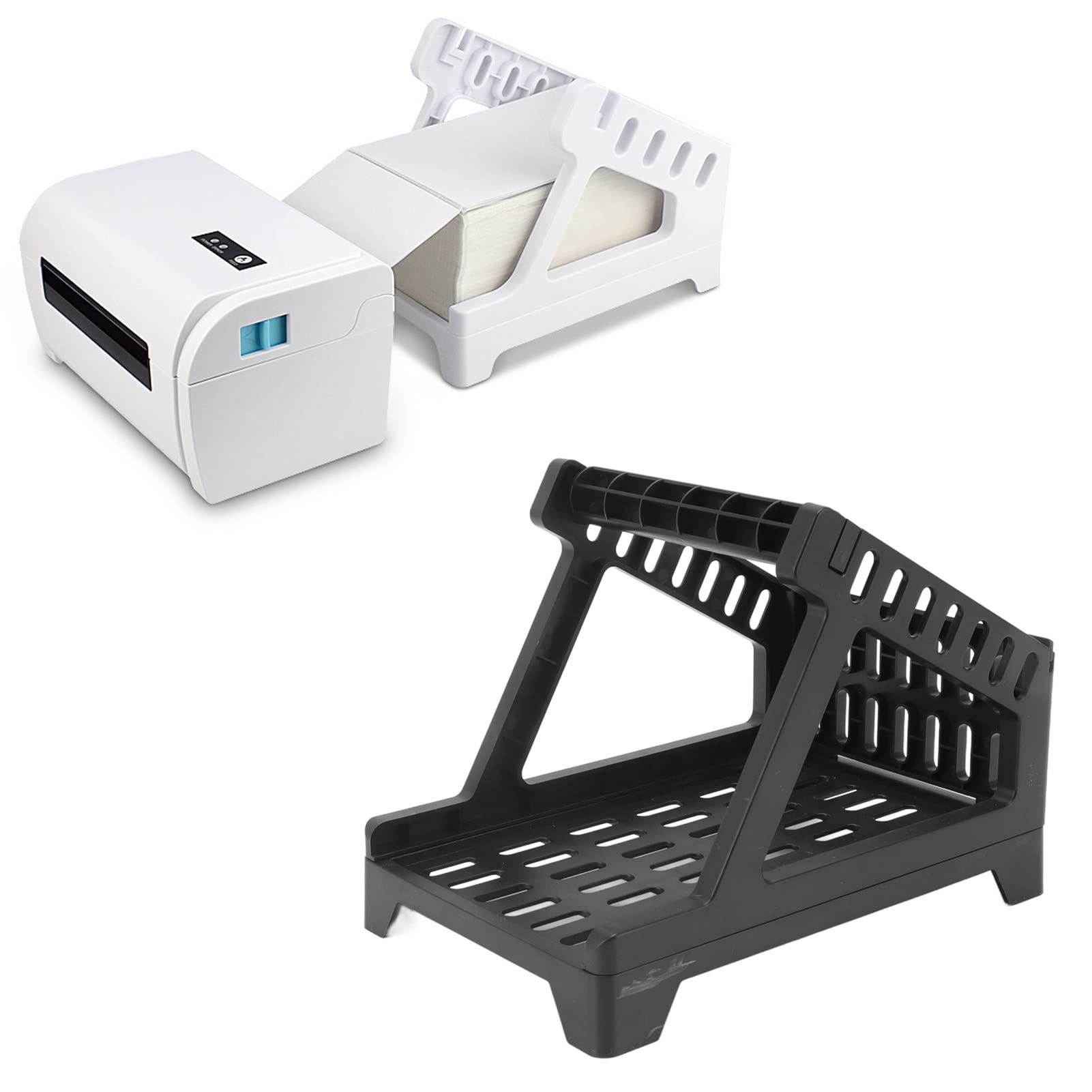 Thermal Label Holder for Rolls & Fanfold Labels - Compatible with Desktop & Barcode Printers - Durable Label Printer Stand for Office & Home Use (Black) - Perfect for Shipping, Inventory & Organization