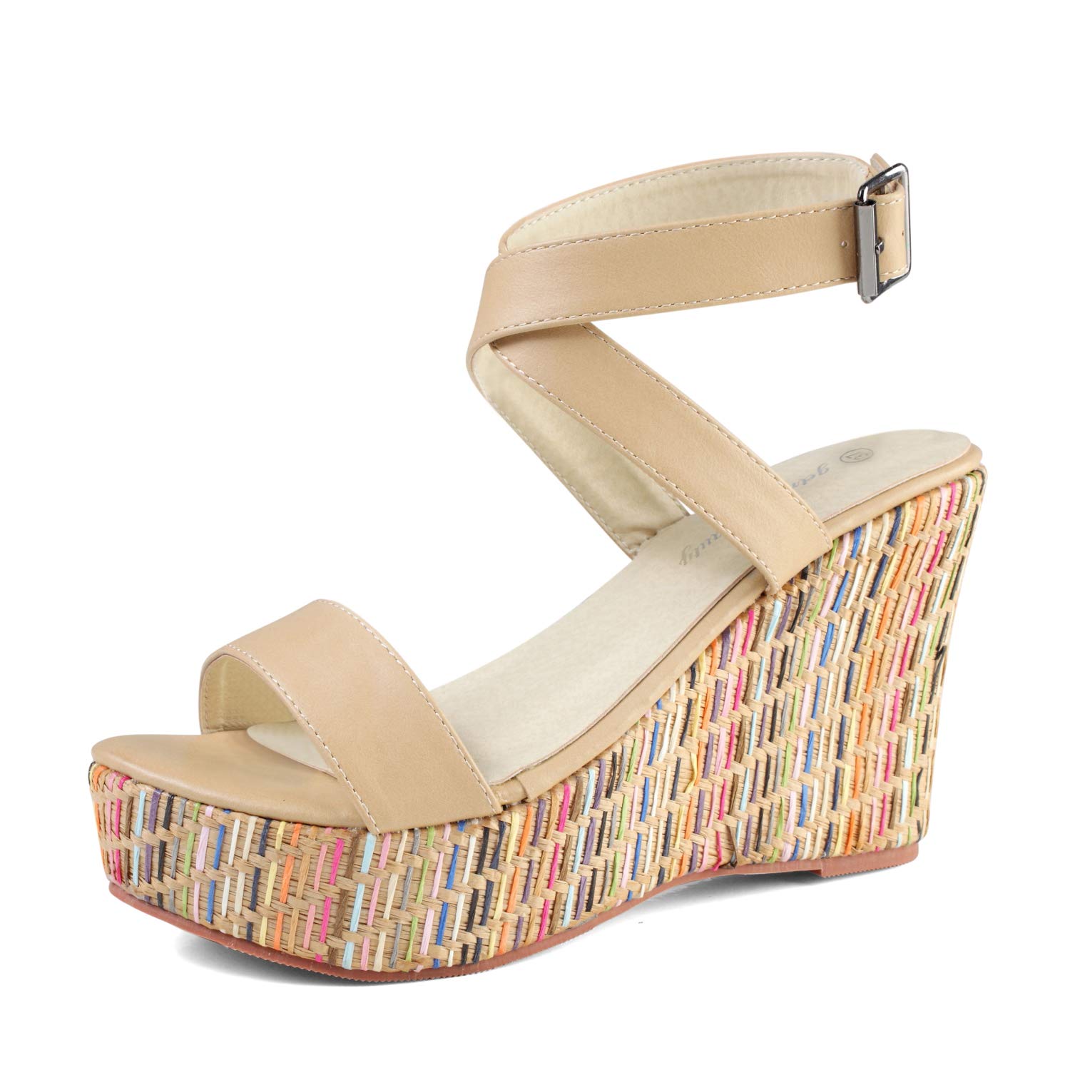Getmorebeauty Women's Pearl Embellished Wedge Sandals - Comfortable Platform High Heels for Summer, Beach, and Casual Outings