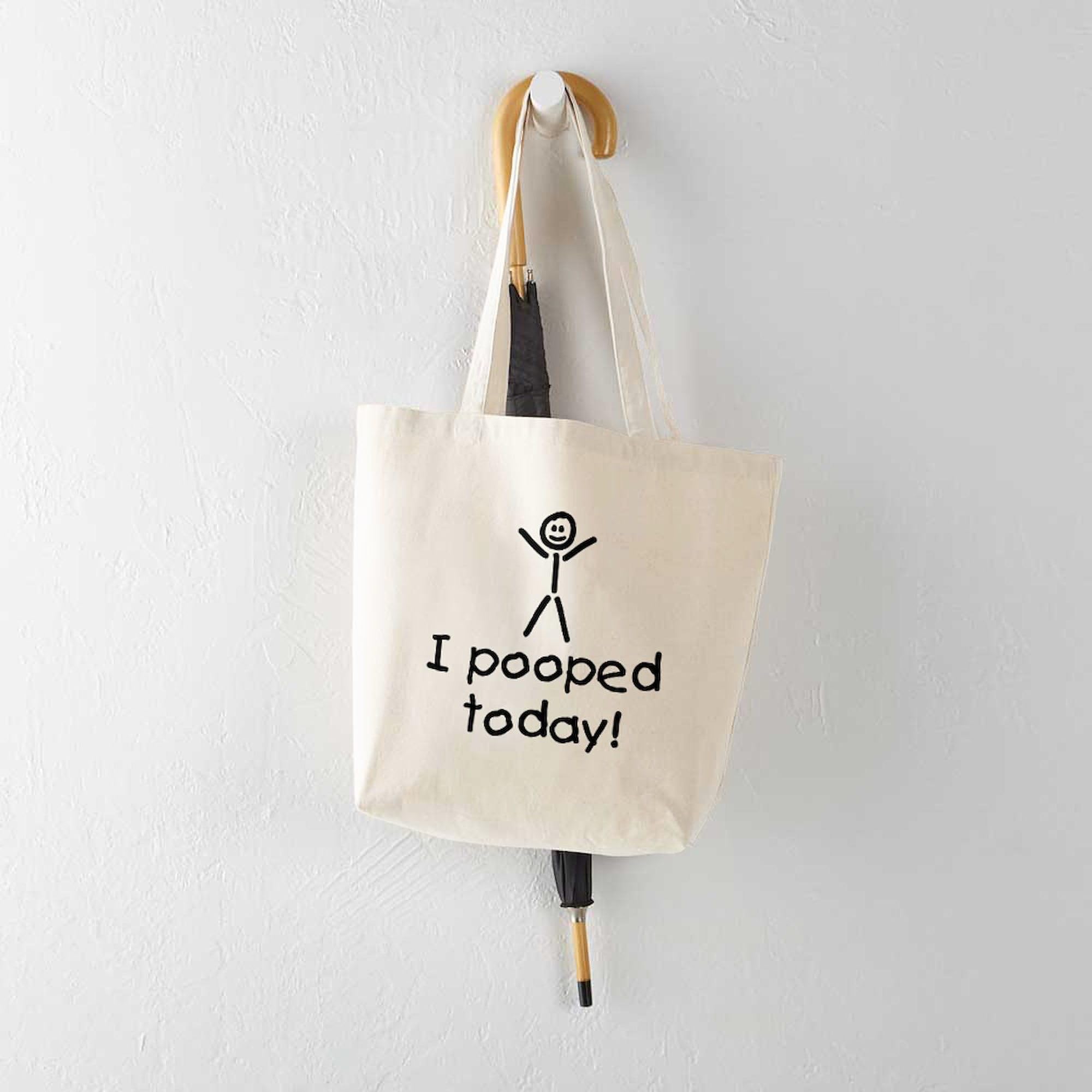 Funny 'I Pooped Today' Natural Canvas Tote Bag - Reusable Grocery Shopping Bag for Humor Lovers | Perfect for Grocery Trips, Beach Days & Gag Gifts