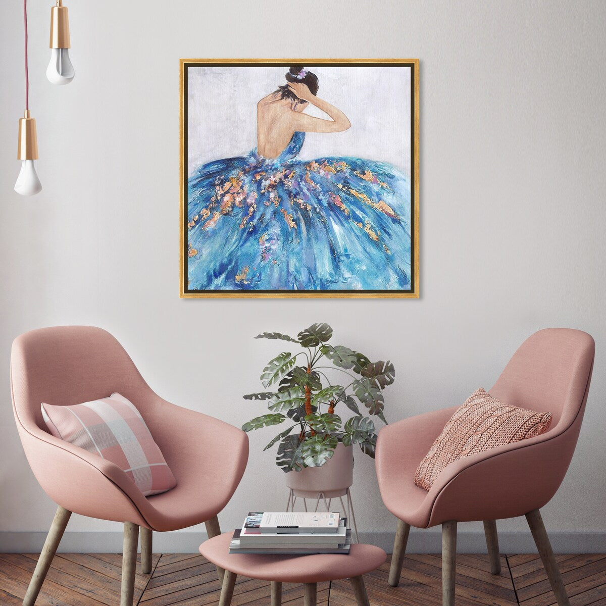 Elegant Blue Princess Dress Glam Canvas Wall Art Print - Festive & Stylish Home Decor for Bedroom, Living Room, or Nursery