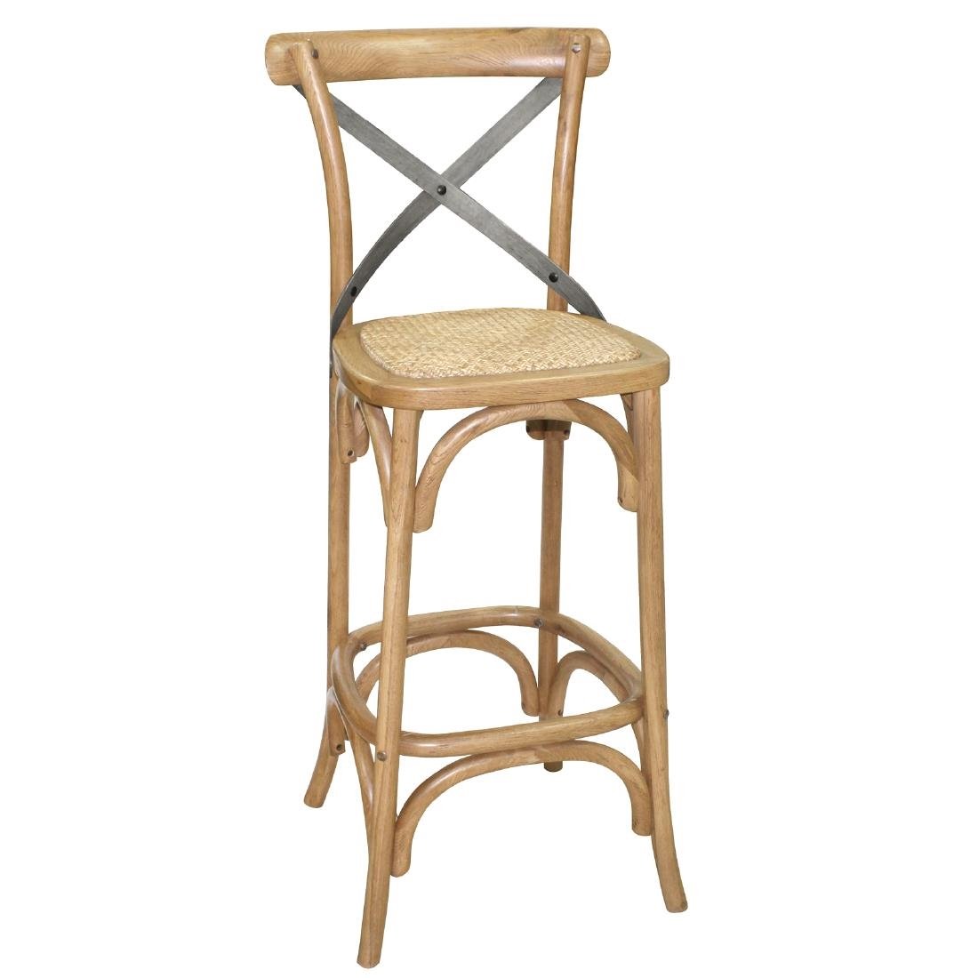 Bolero Wooden Bar Stool with Backrest - Rustic Solid Wood Counter Height Stool for Kitchen Island, Breakfast Bar & Home Decor - Comfortable & Durable Dining Chair