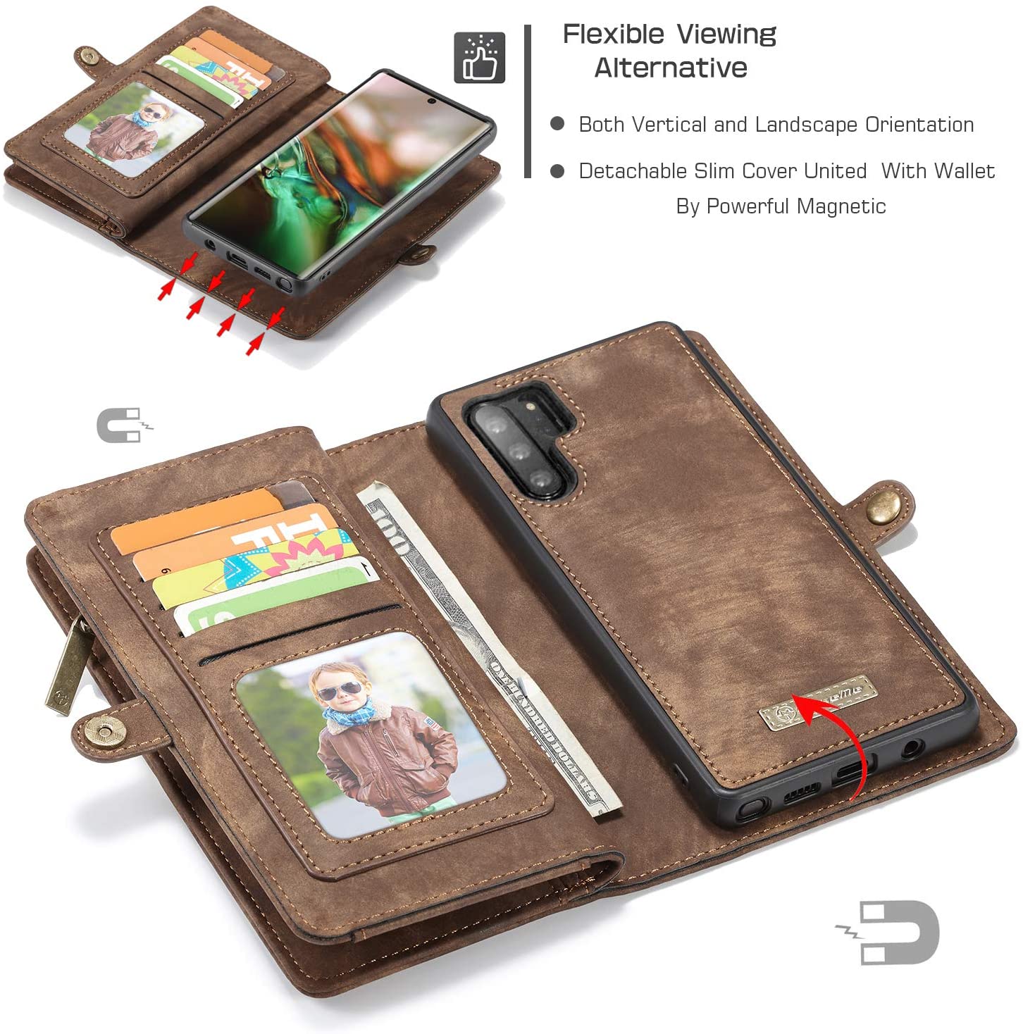 Premium Leather Wallet Case for Samsung Galaxy Note 10 Plus - Slim RFID Blocking Phone Cover with Card Slots & Kickstand | Perfect for Business Travel & Daily Commute