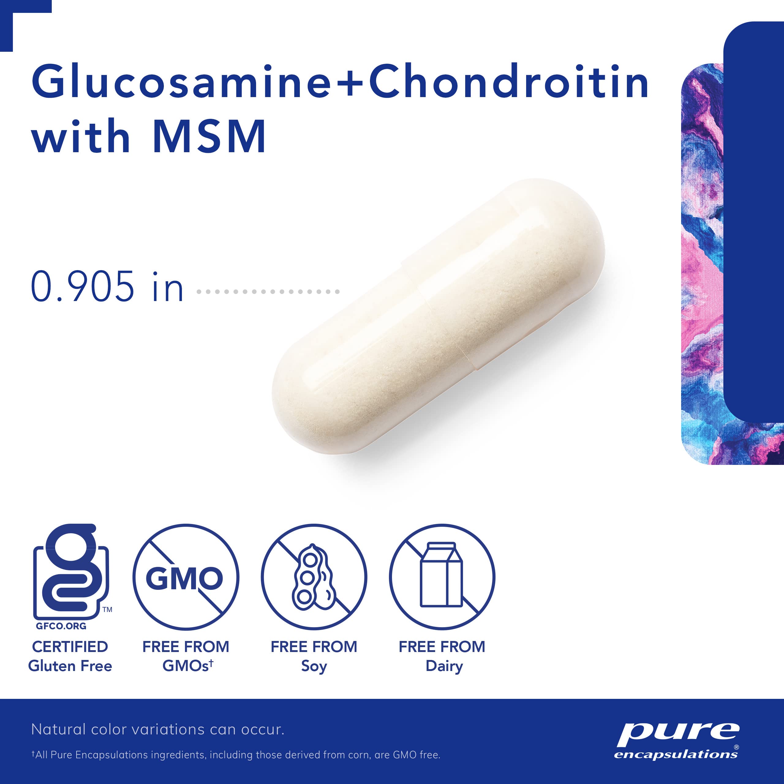 Pure Encapsulations Glucosamine Chondroitin with MSM Supplement - 60 Capsules for Joint Health Support, Cartilage Formation & Enzyme Activity - Gluten-Free, Non-GMO Formula - Ideal for Active Lifestyles, Athletes & Aging Adults