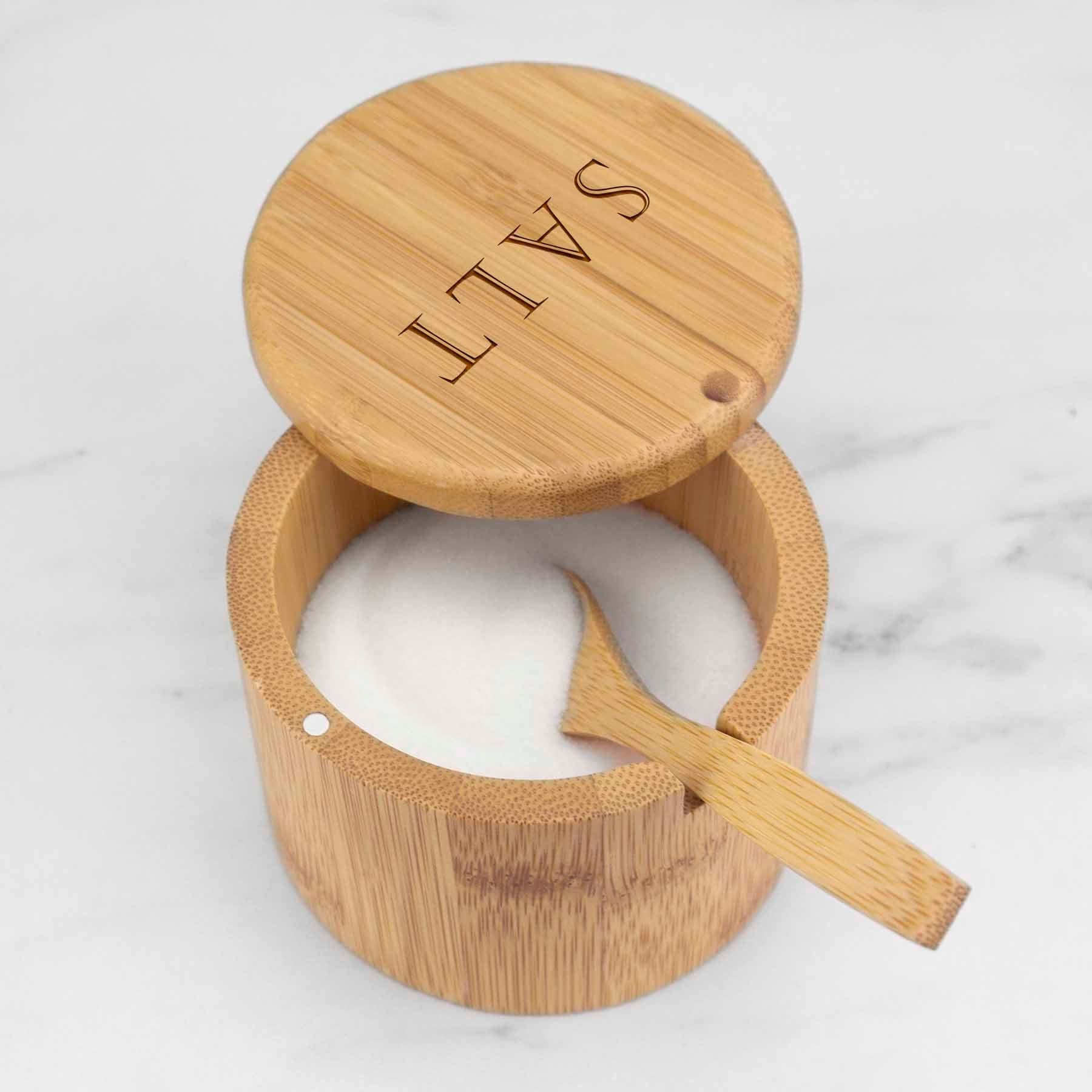 Handcrafted Salt Engraved Little Dipper Salt Cellar with Wooden Spoon - Perfect for Gourmet Cooking, Table Setting & Unique Kitchen Gifts